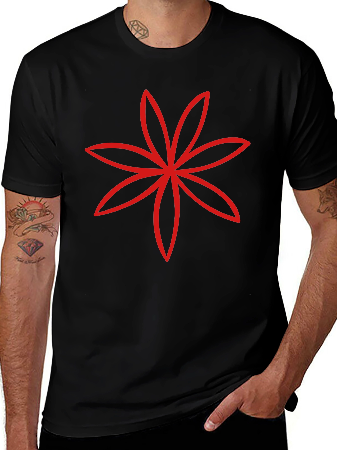 Modern Floral Graphic Tee - Black