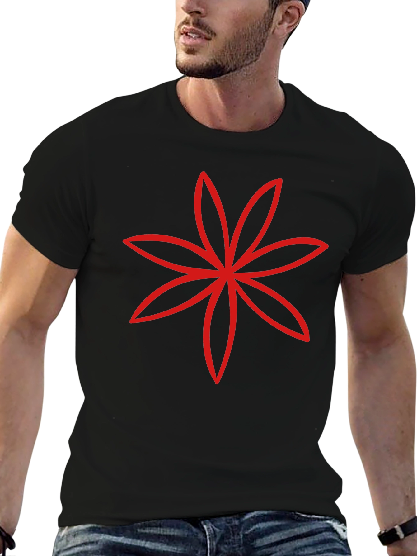 Modern Floral Graphic Tee - Black