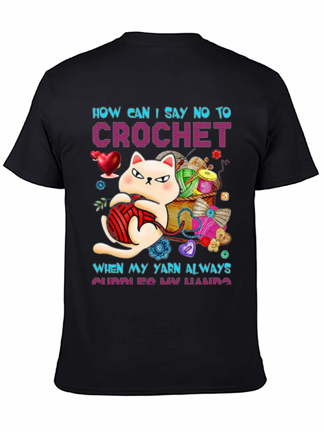 Crochet Cat Graphic T-Shirt