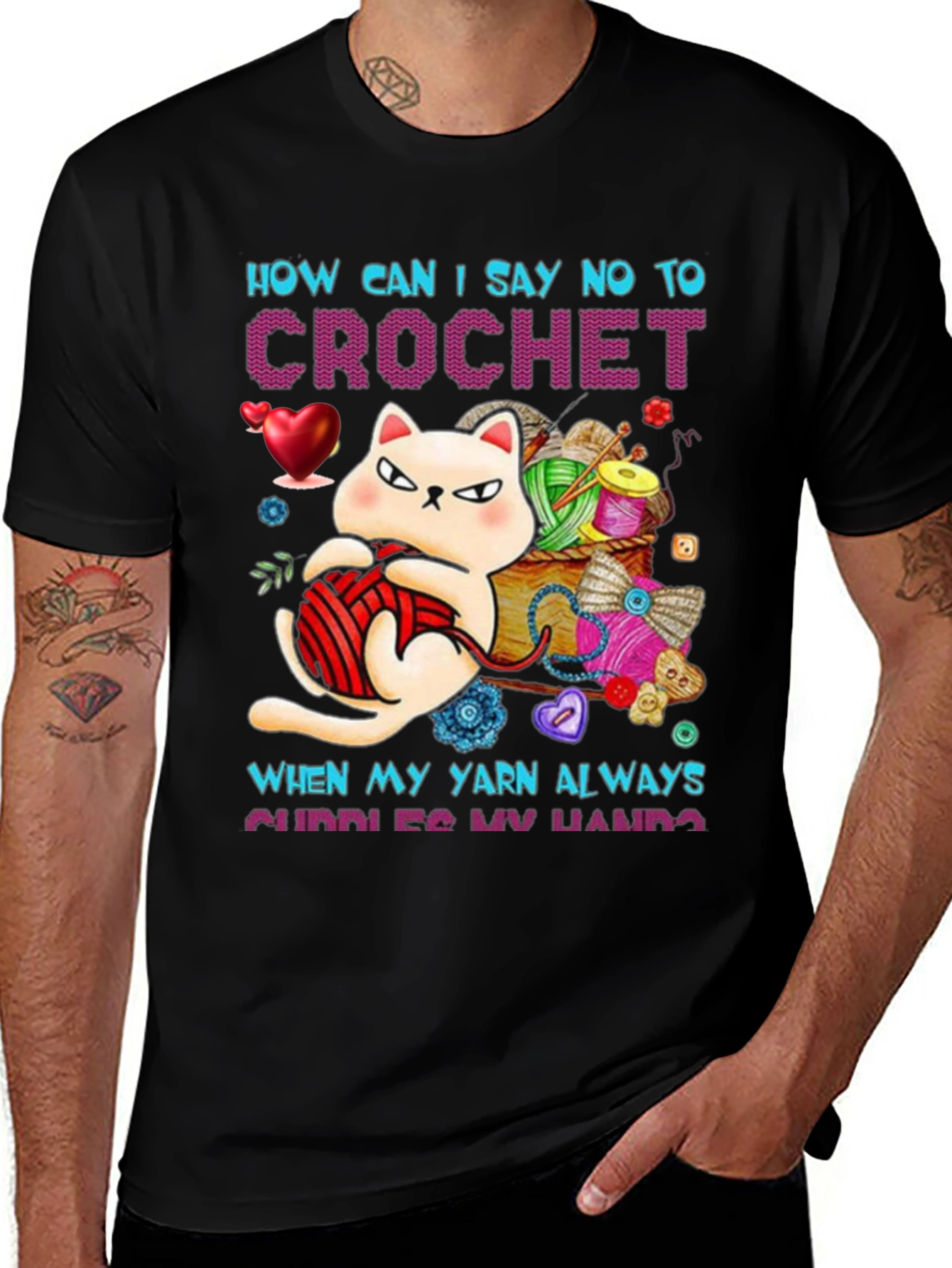 Crochet Cat Graphic T-Shirt