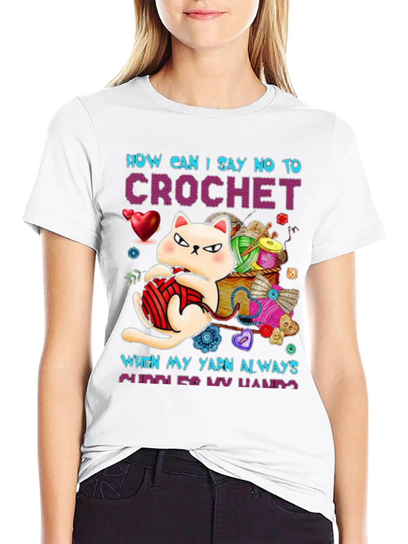 Crochet Cat Graphic T-Shirt