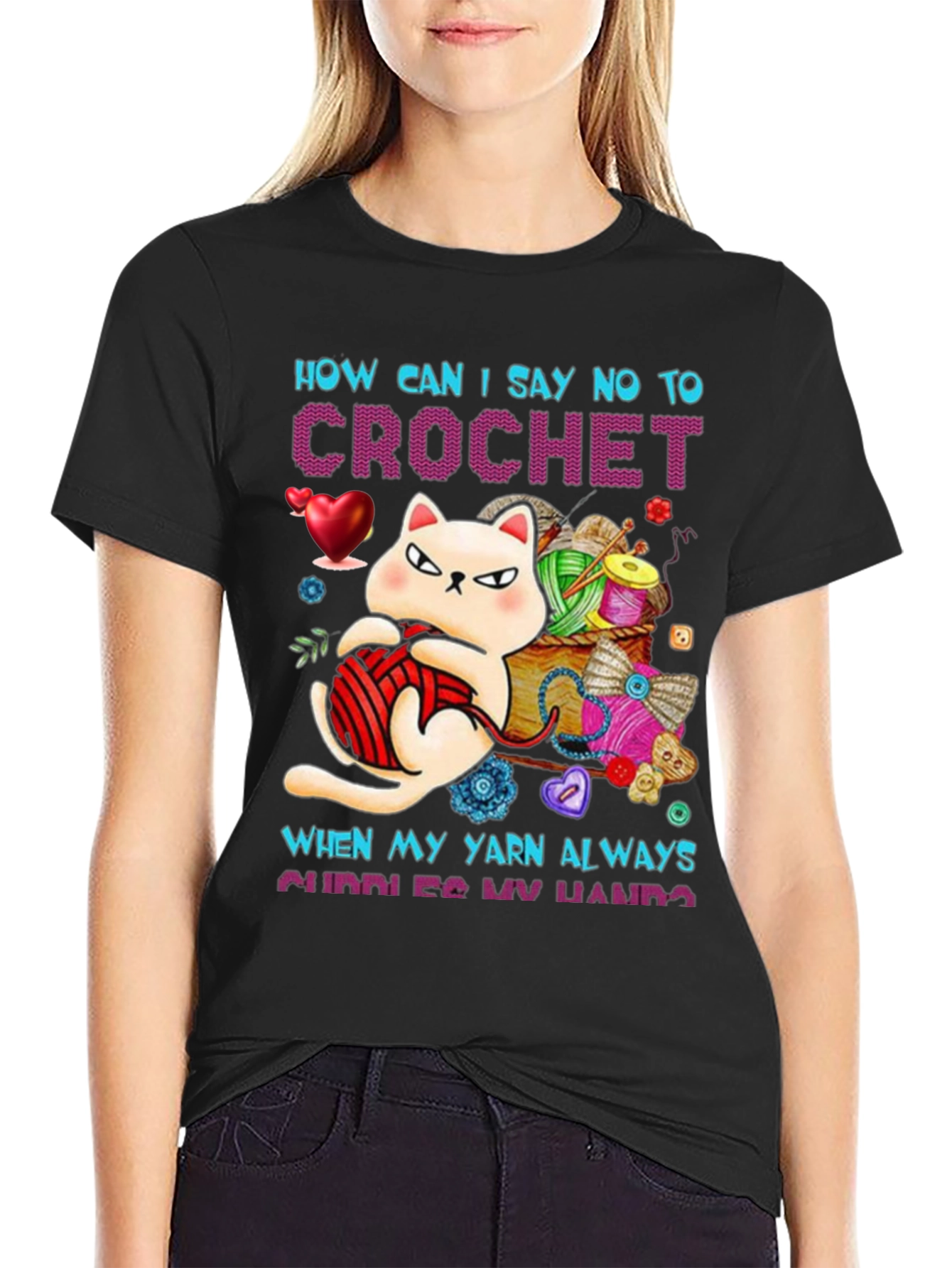 Crochet Cat Graphic T-Shirt