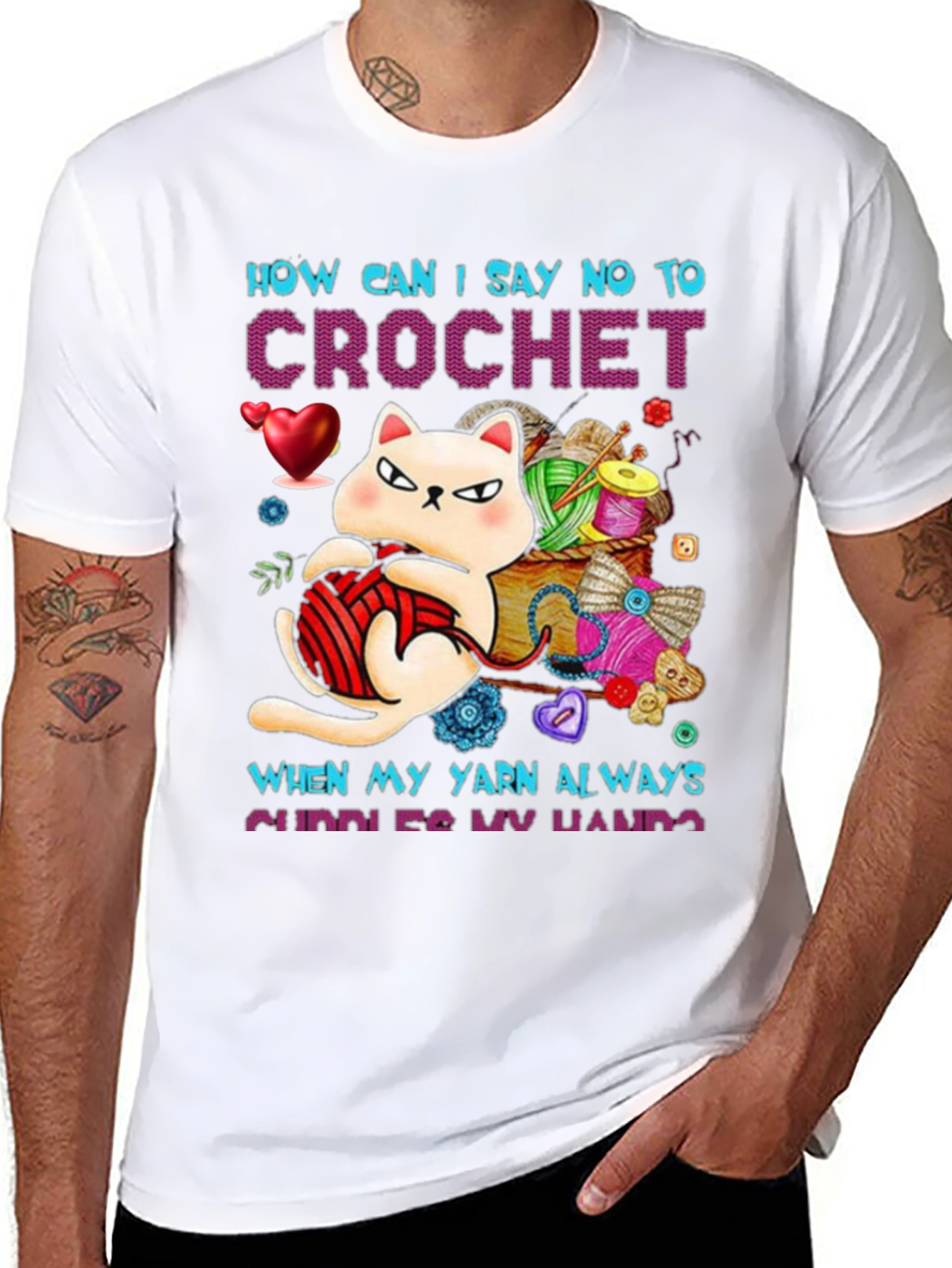 Crochet Cat Graphic T-Shirt