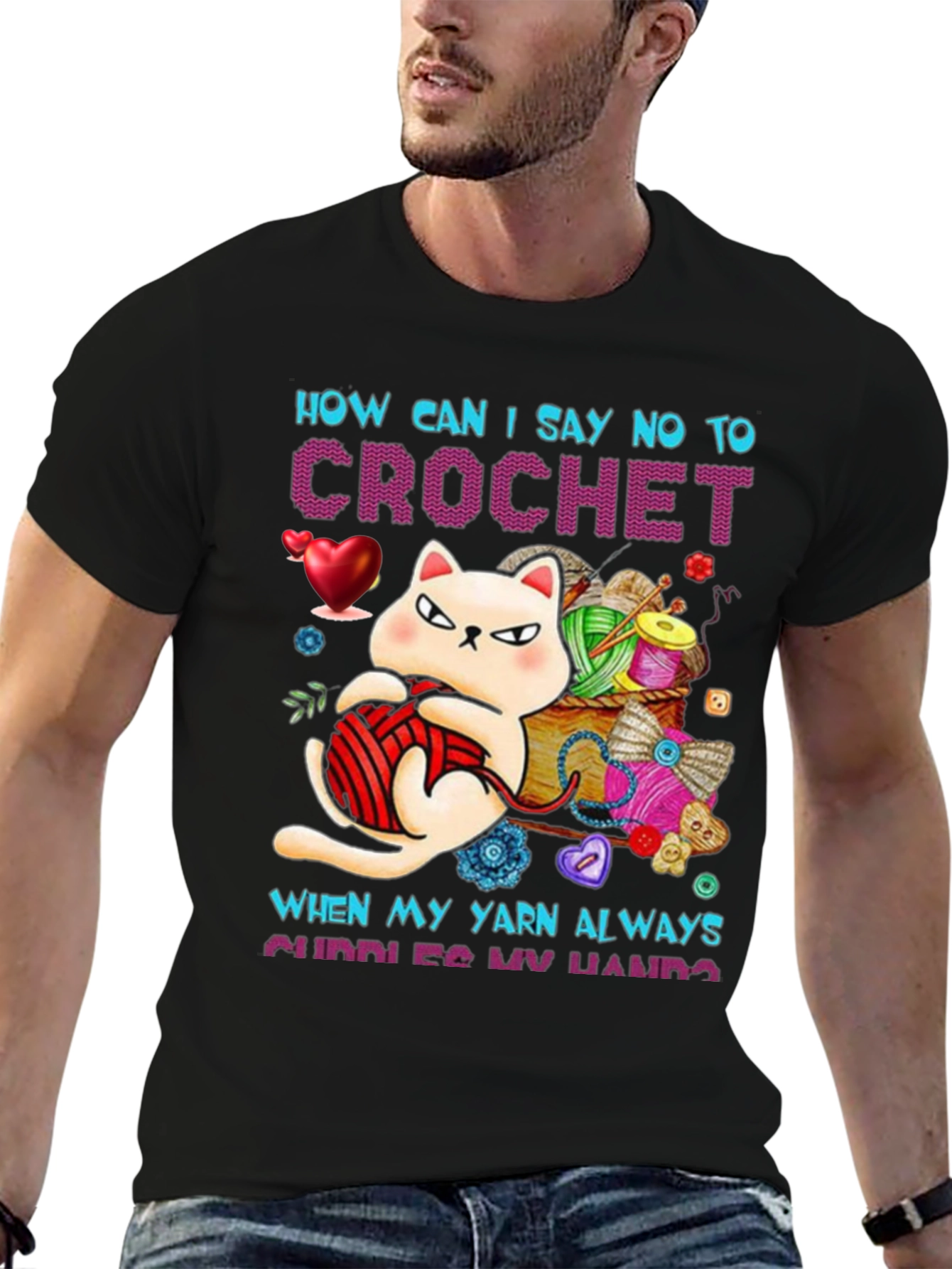 Crochet Cat Graphic T-Shirt