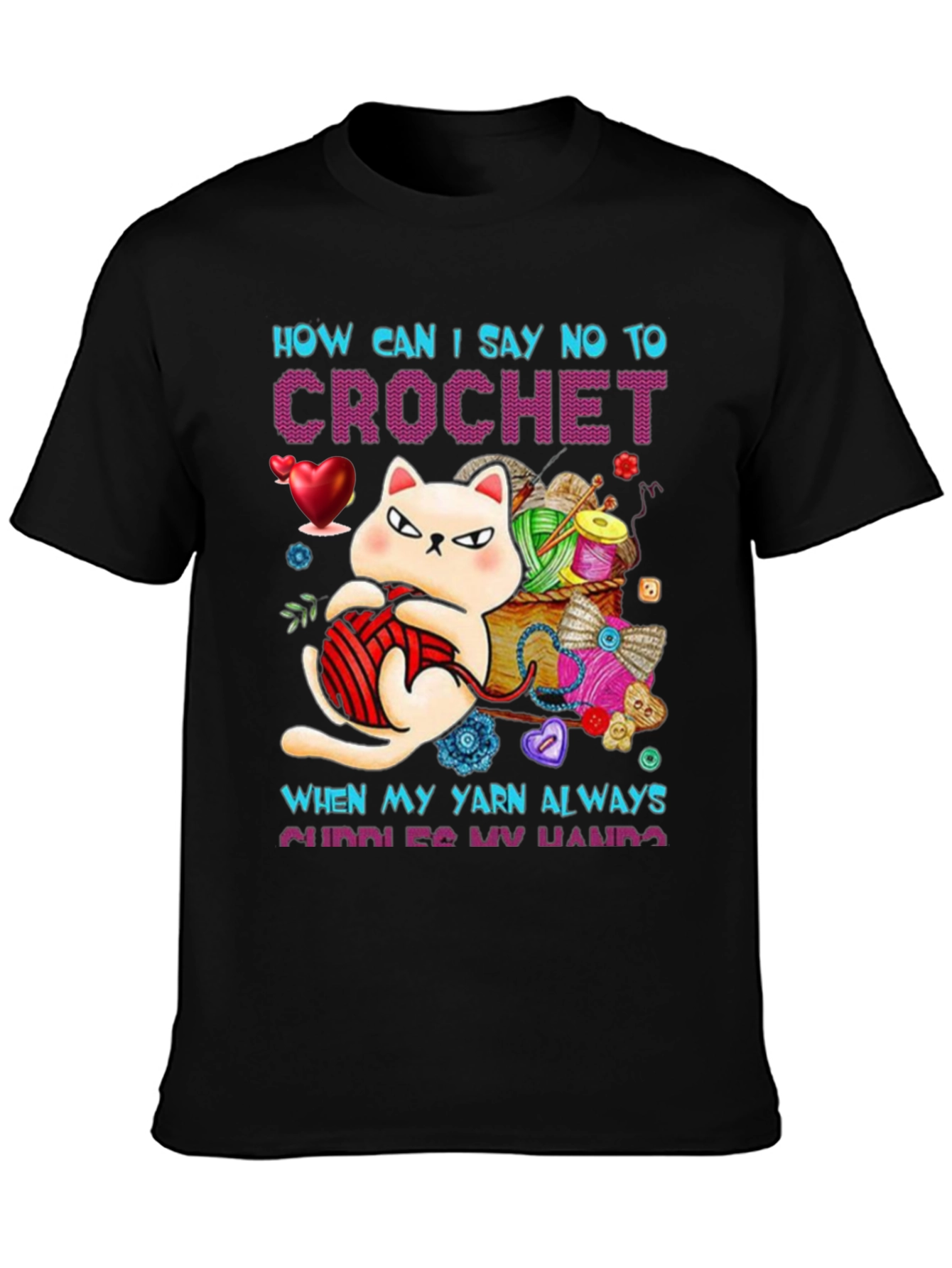 Crochet Cat Graphic T-Shirt