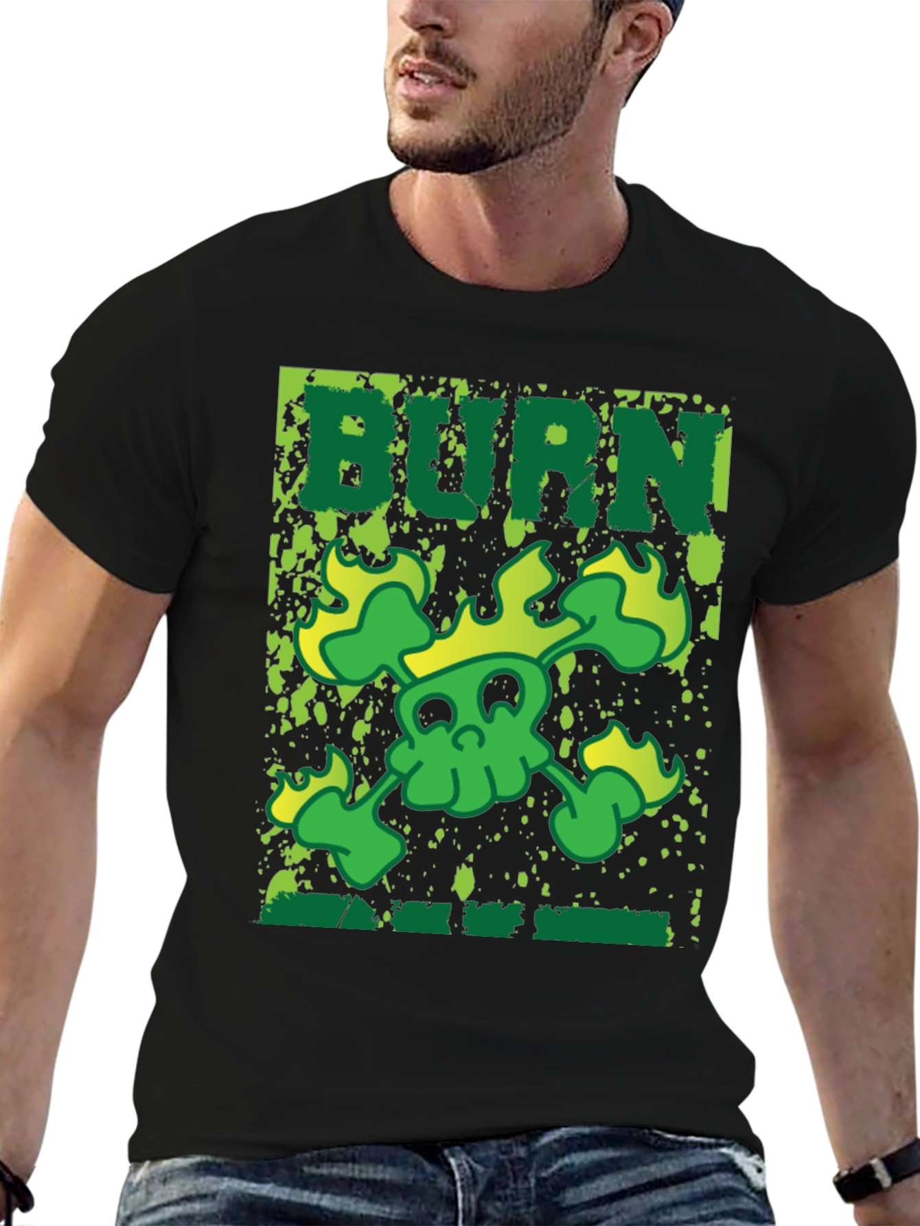 Burn Skull Graphic T-Shirt - Mens Black Tee