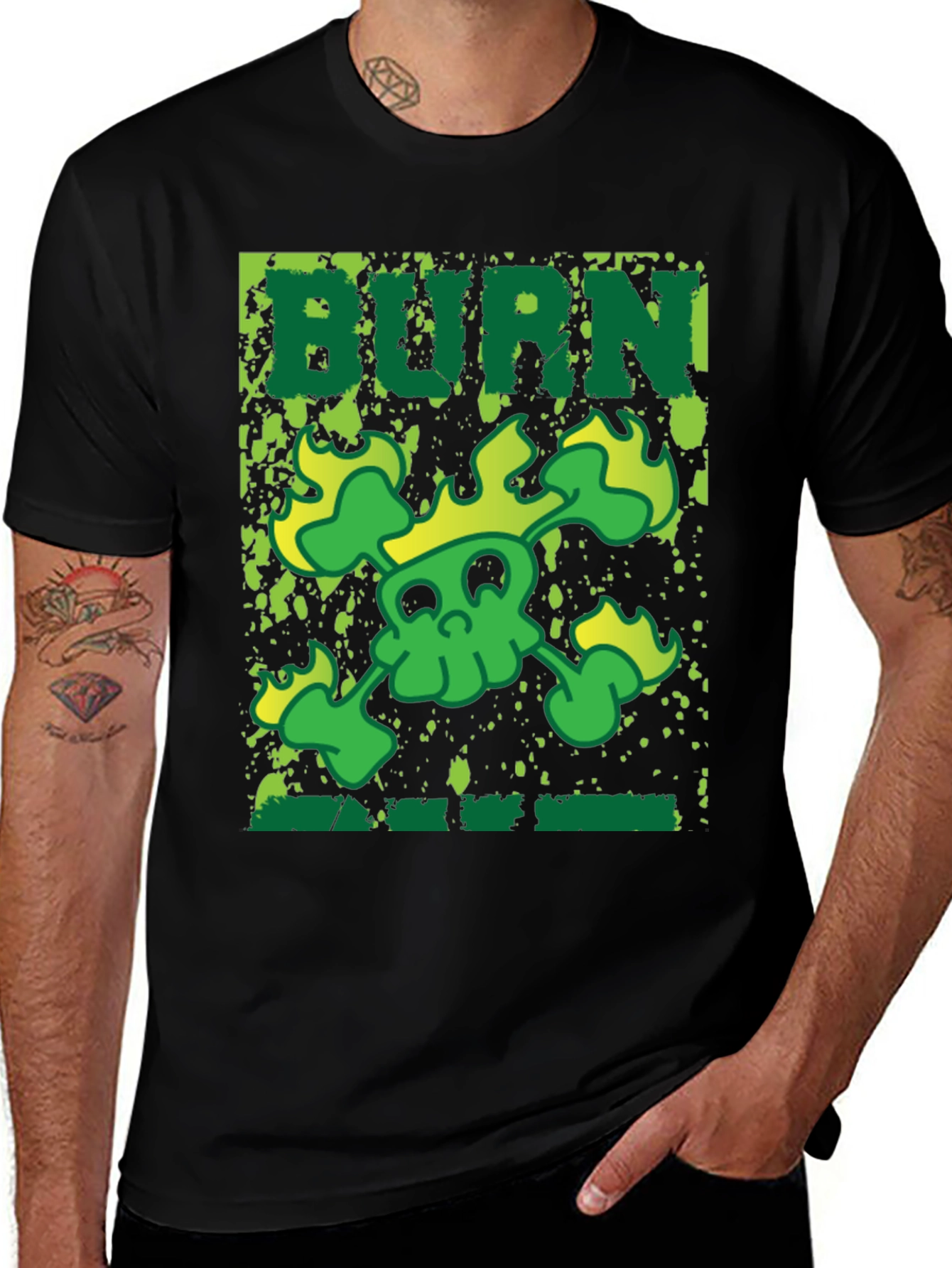 Burn Skull Graphic T-Shirt - Mens Black Tee