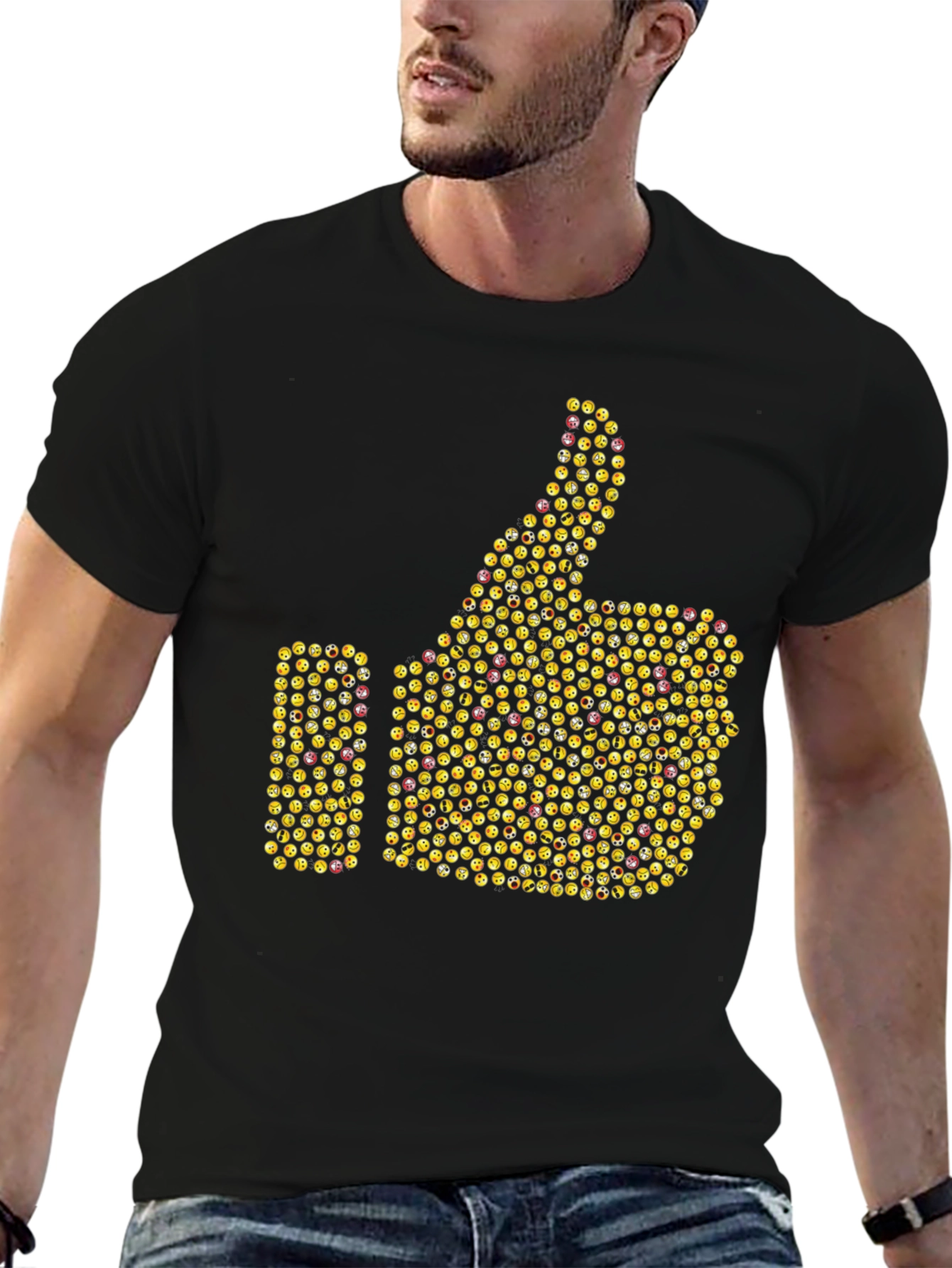 Emoji Thumbs Up Graphic T-Shirt - Black