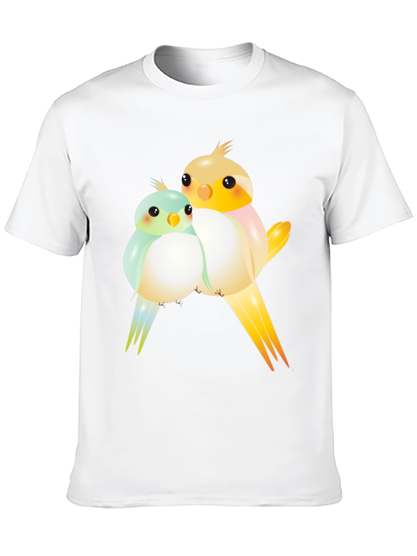 Cute Birdie Couple Graphic Black T-Shirt