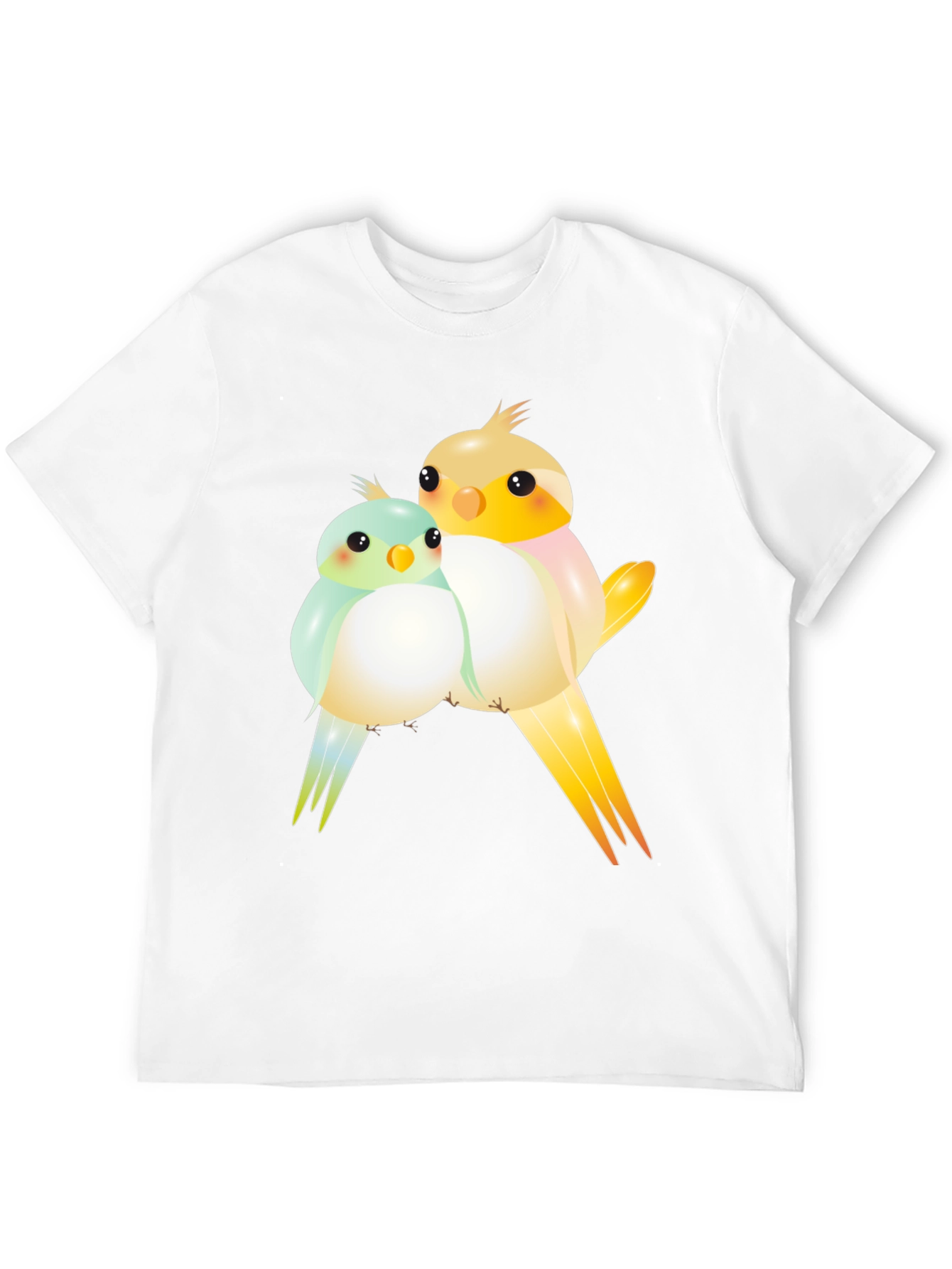 Cute Birdie Couple Graphic Black T-Shirt