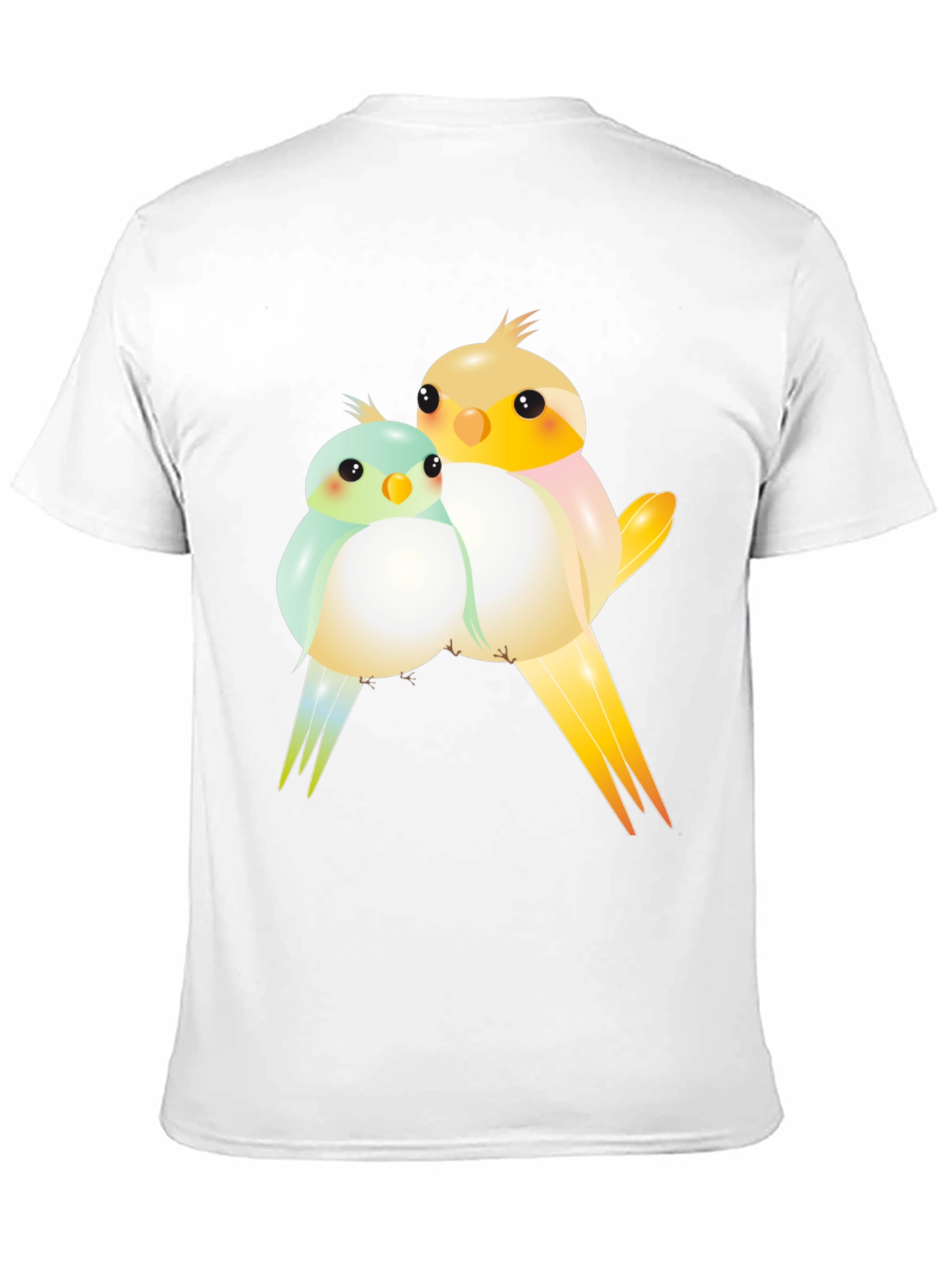 Cute Birdie Couple Graphic Black T-Shirt