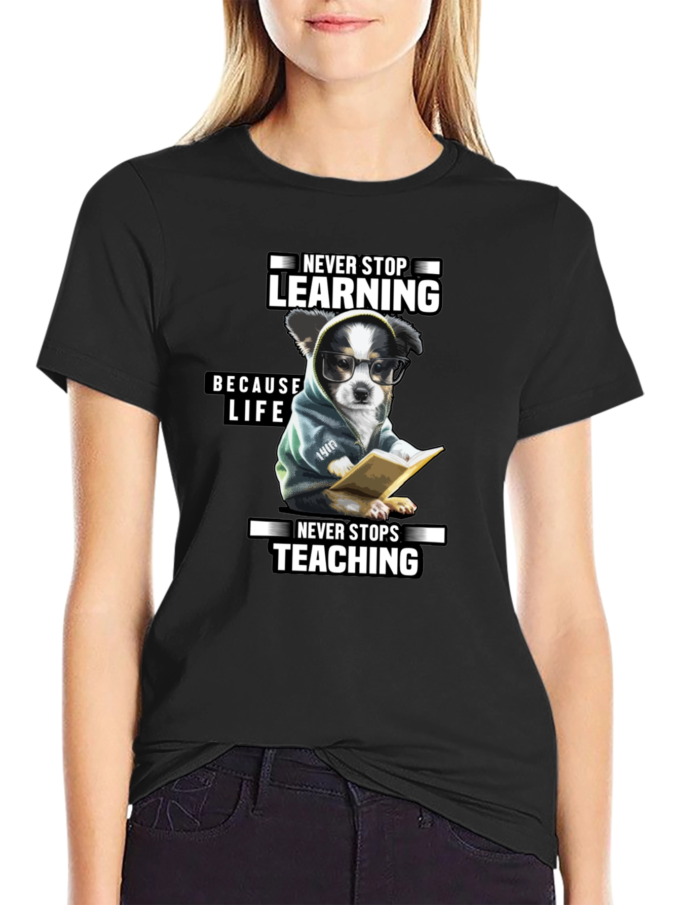 Never Stop Learning T-Shirt - Unisex Black Tee