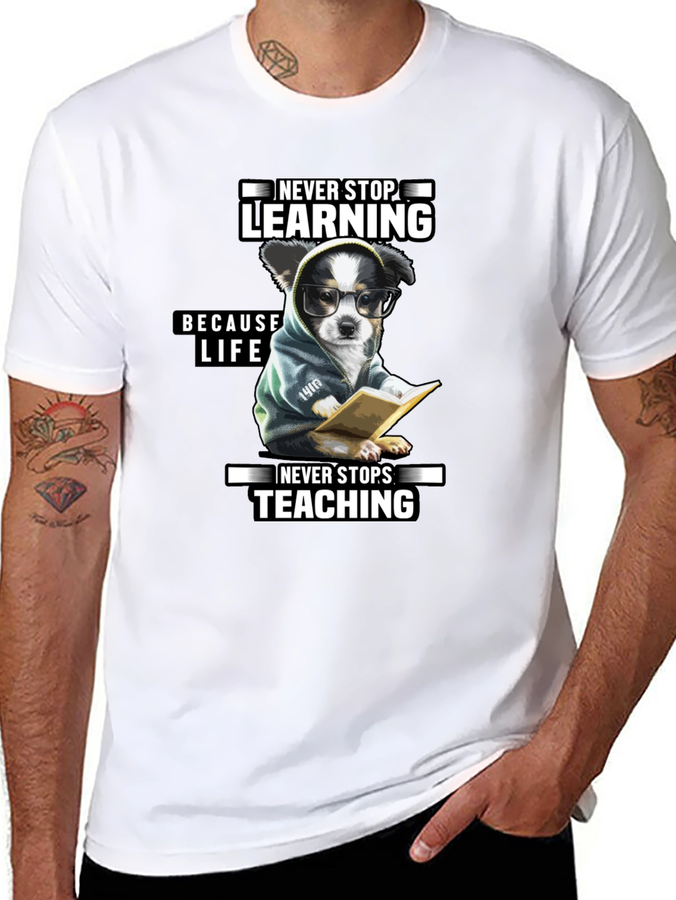 Never Stop Learning T-Shirt - Unisex Black Tee