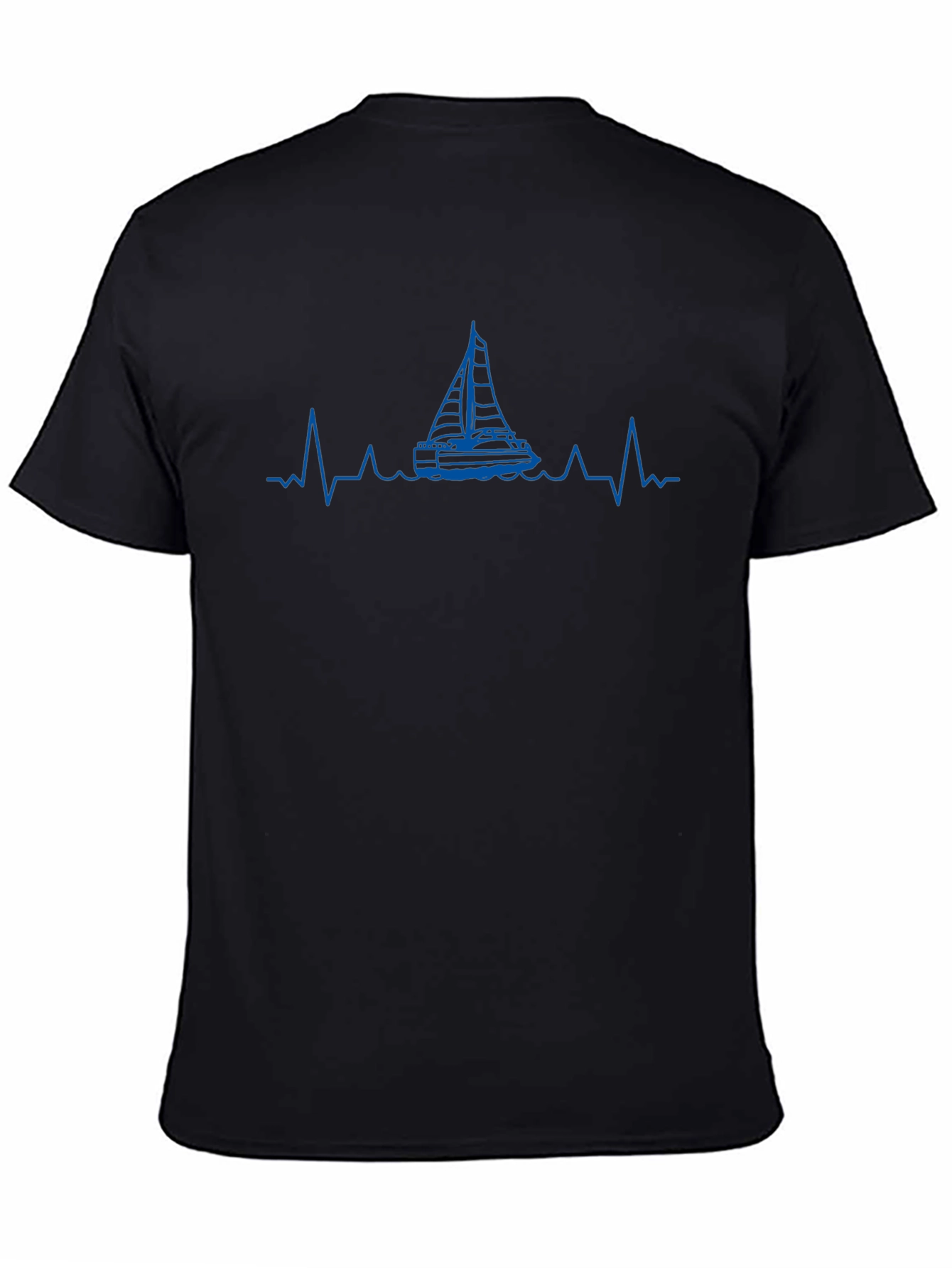 Sailboat Heartbeat Graphic Tee - Black