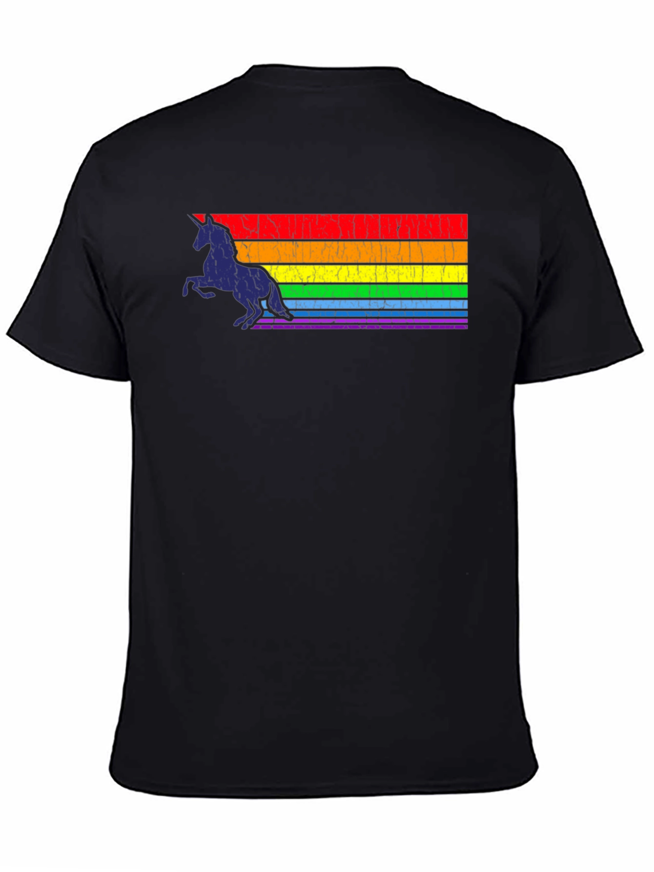 Rainbow Unicorn Black T-Shirt