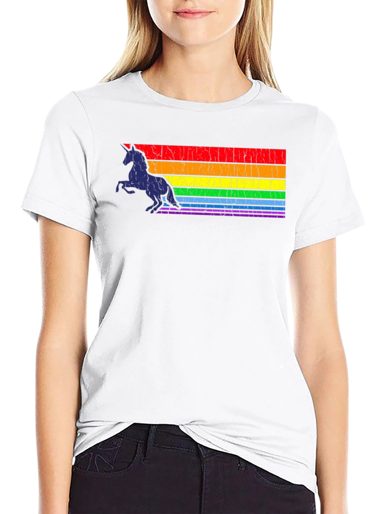 Rainbow Unicorn Black T-Shirt