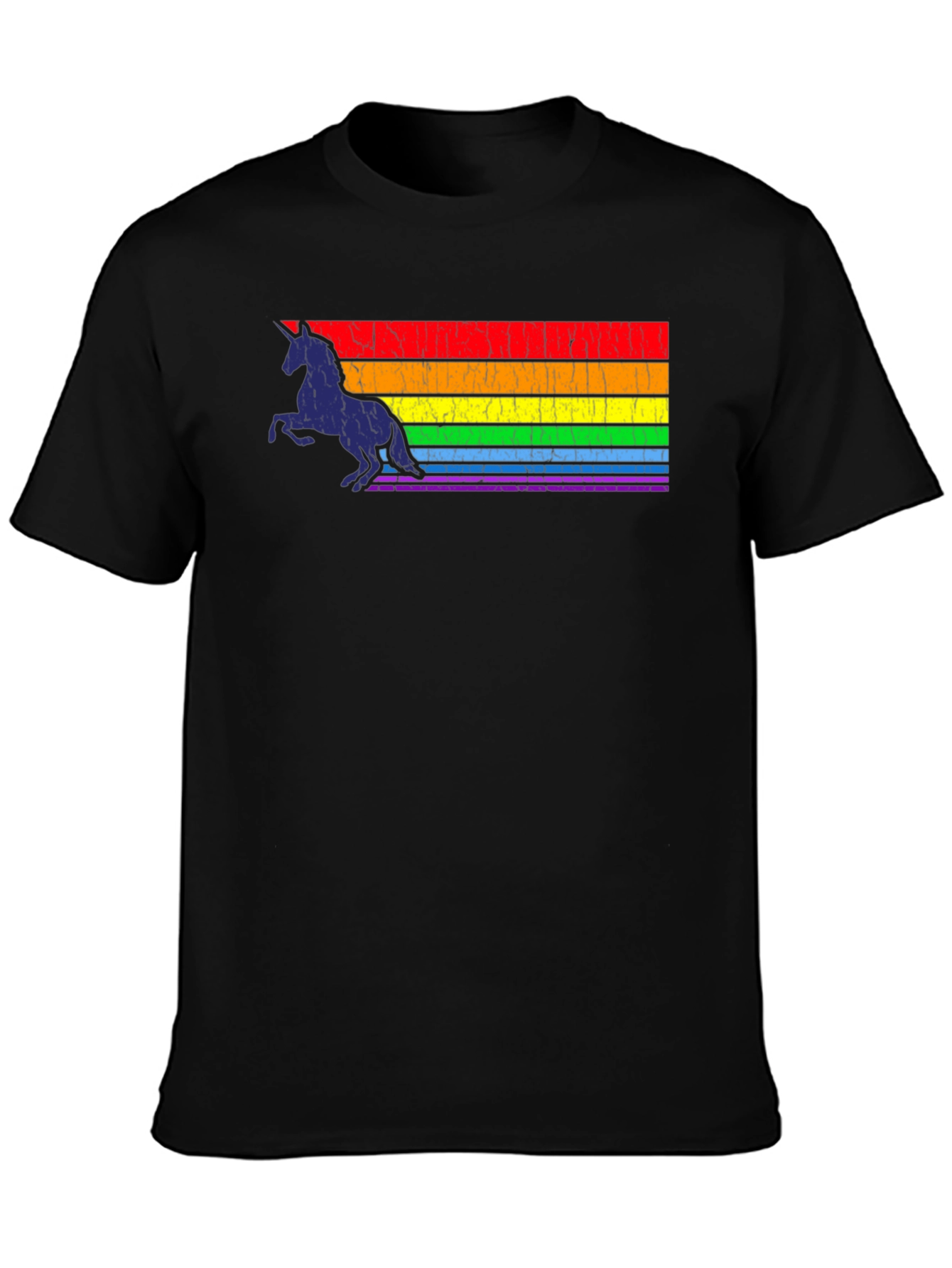 Rainbow Unicorn Black T-Shirt