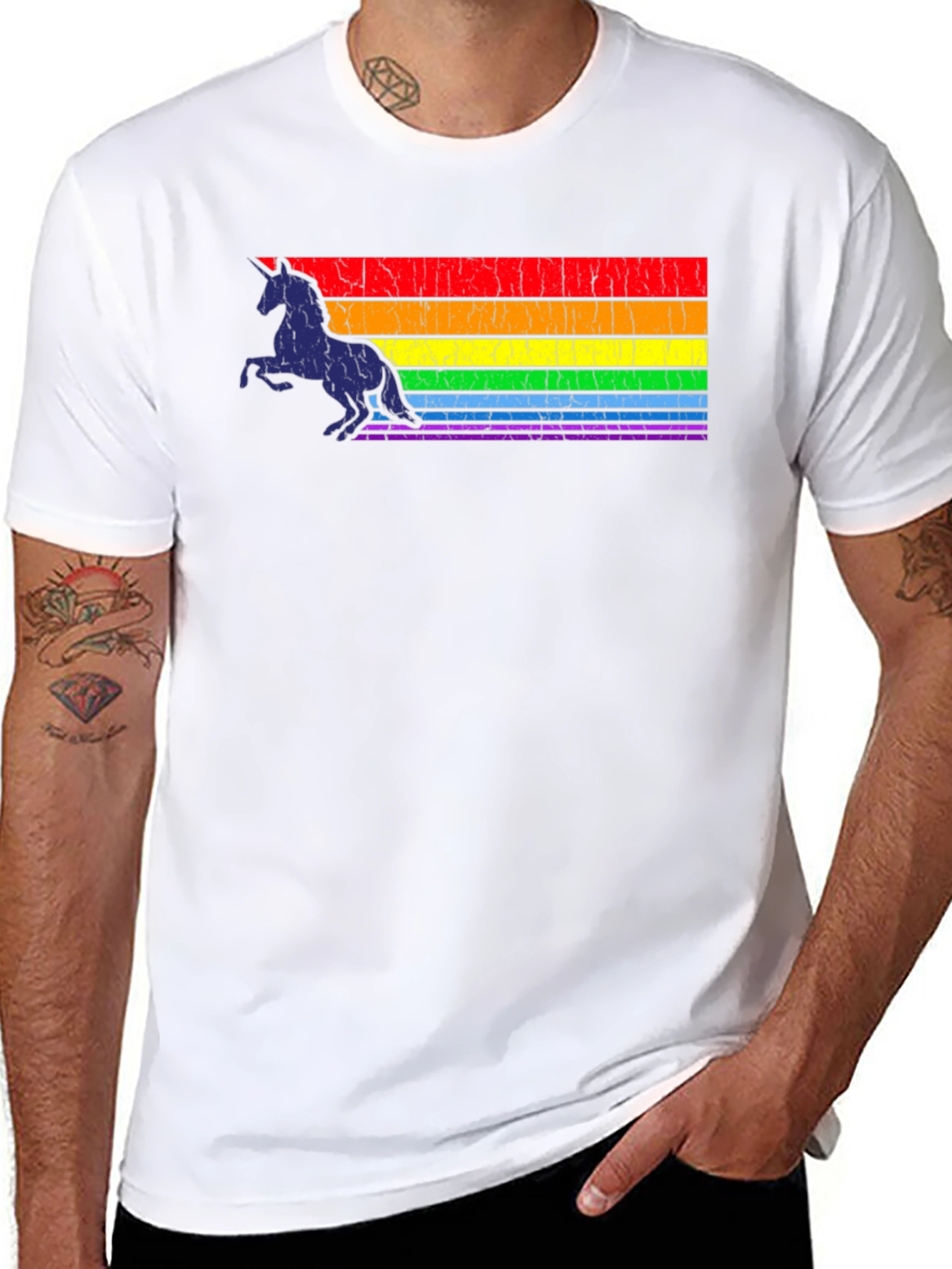 Rainbow Unicorn Black T-Shirt