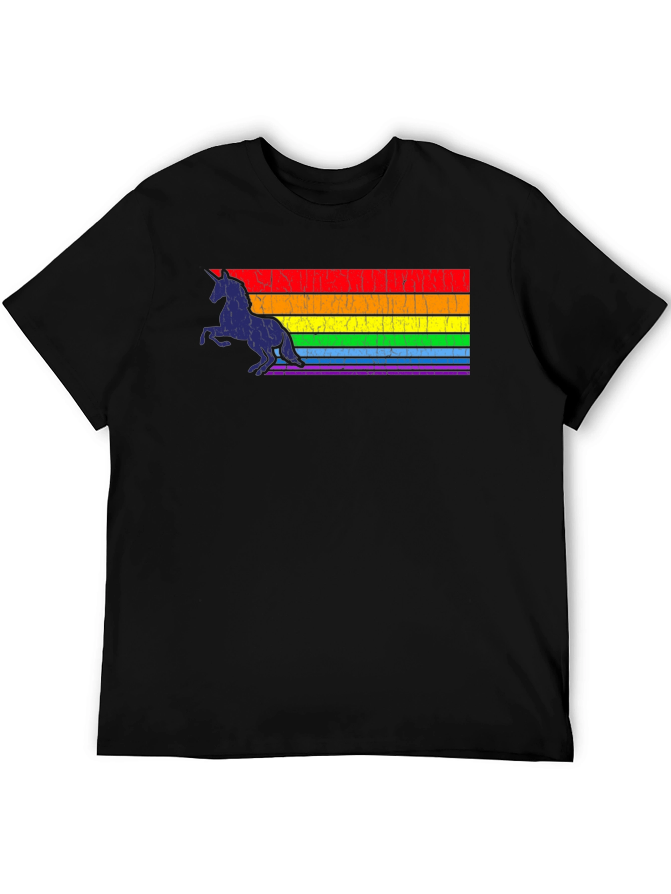 Rainbow Unicorn Black T-Shirt