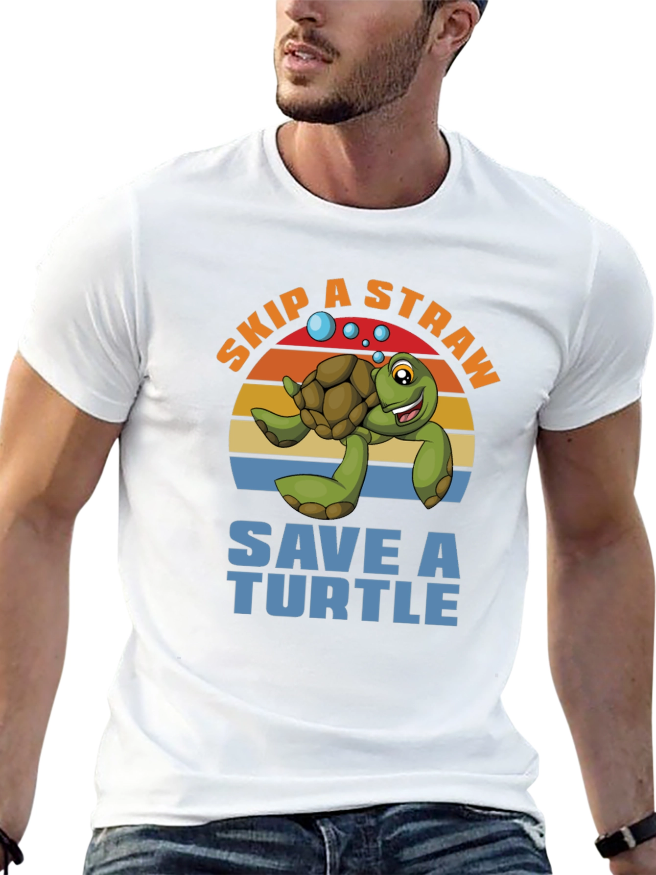 Skip a Straw Save a Turtle Graphic T-Shirt