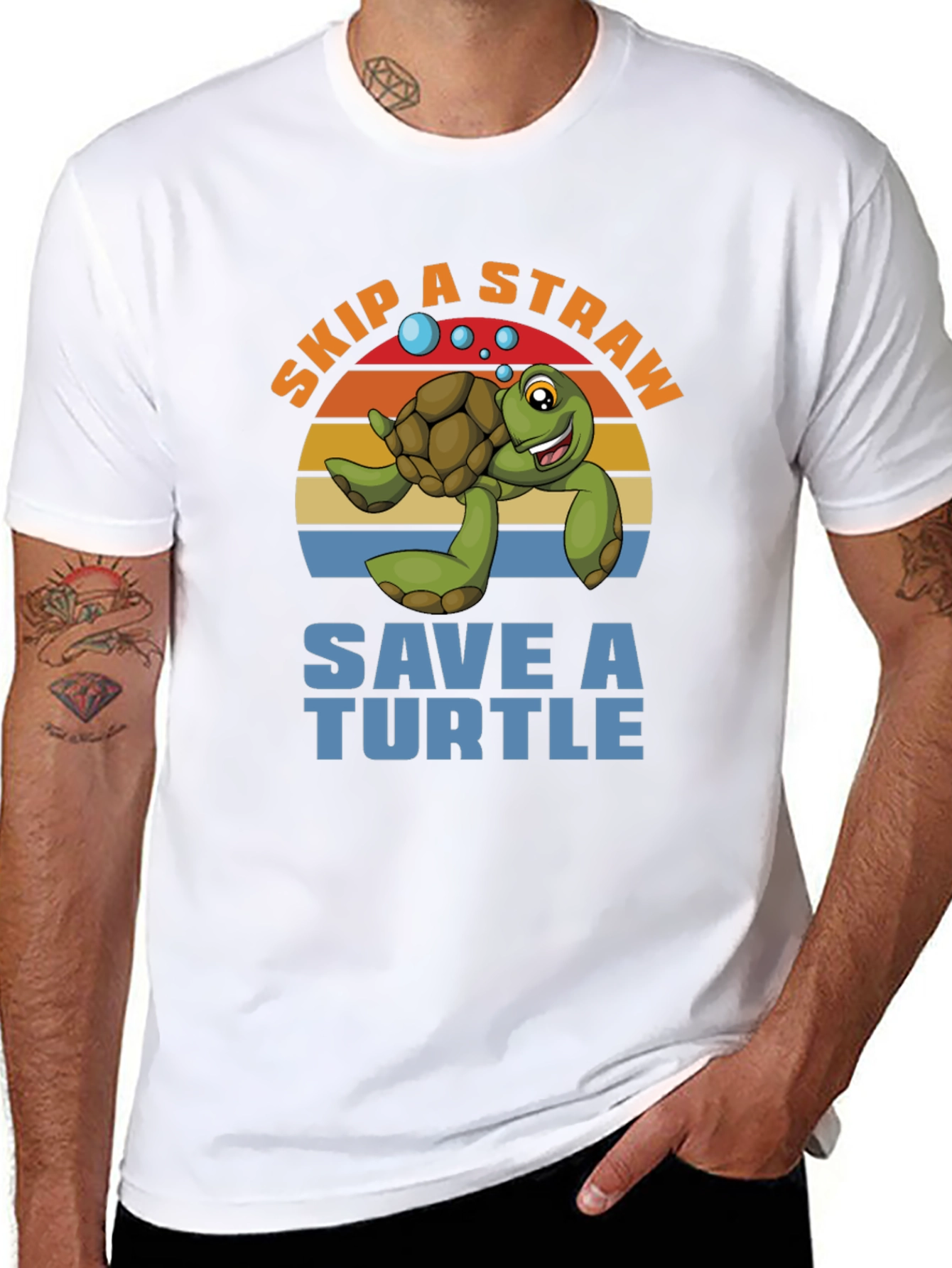Skip a Straw Save a Turtle Graphic T-Shirt