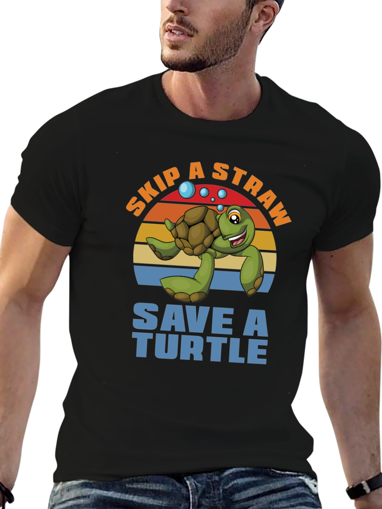 Skip a Straw Save a Turtle Graphic T-Shirt