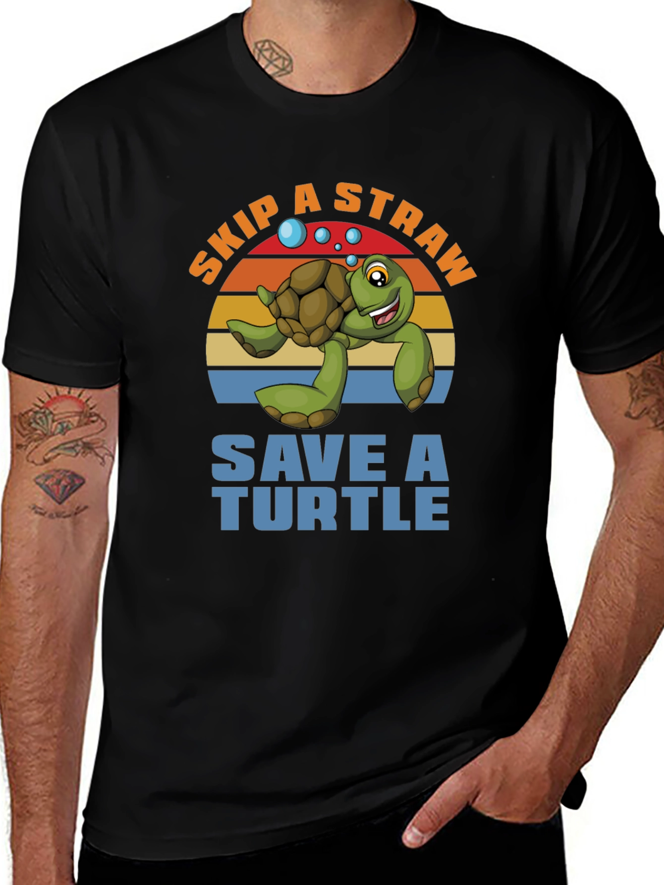 Skip a Straw Save a Turtle Graphic T-Shirt