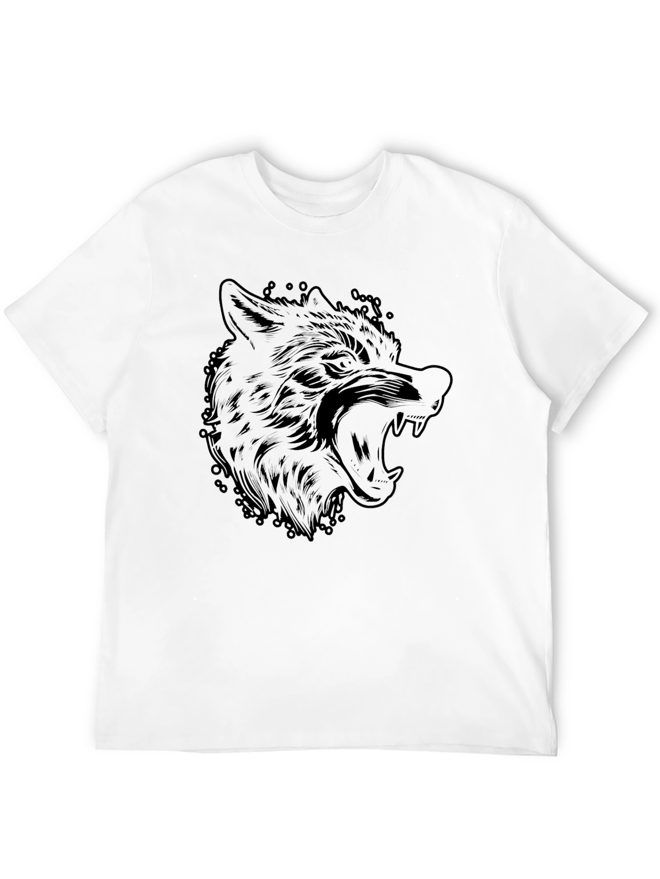 Mens Black Wolf Graphic T-Shirt