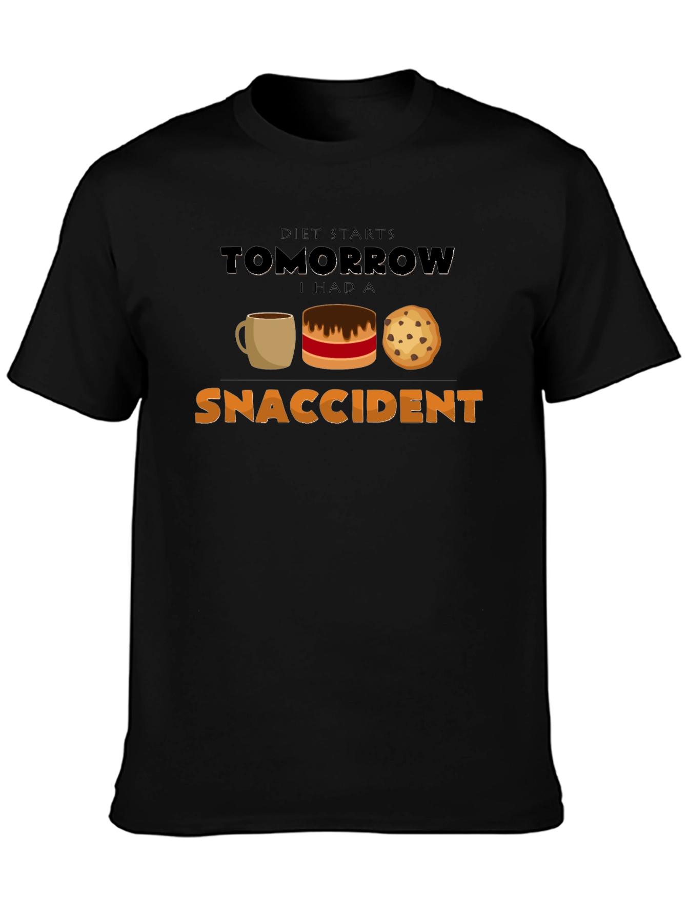 Snaccident Black T-Shirt - Diet Starts Tomorrow