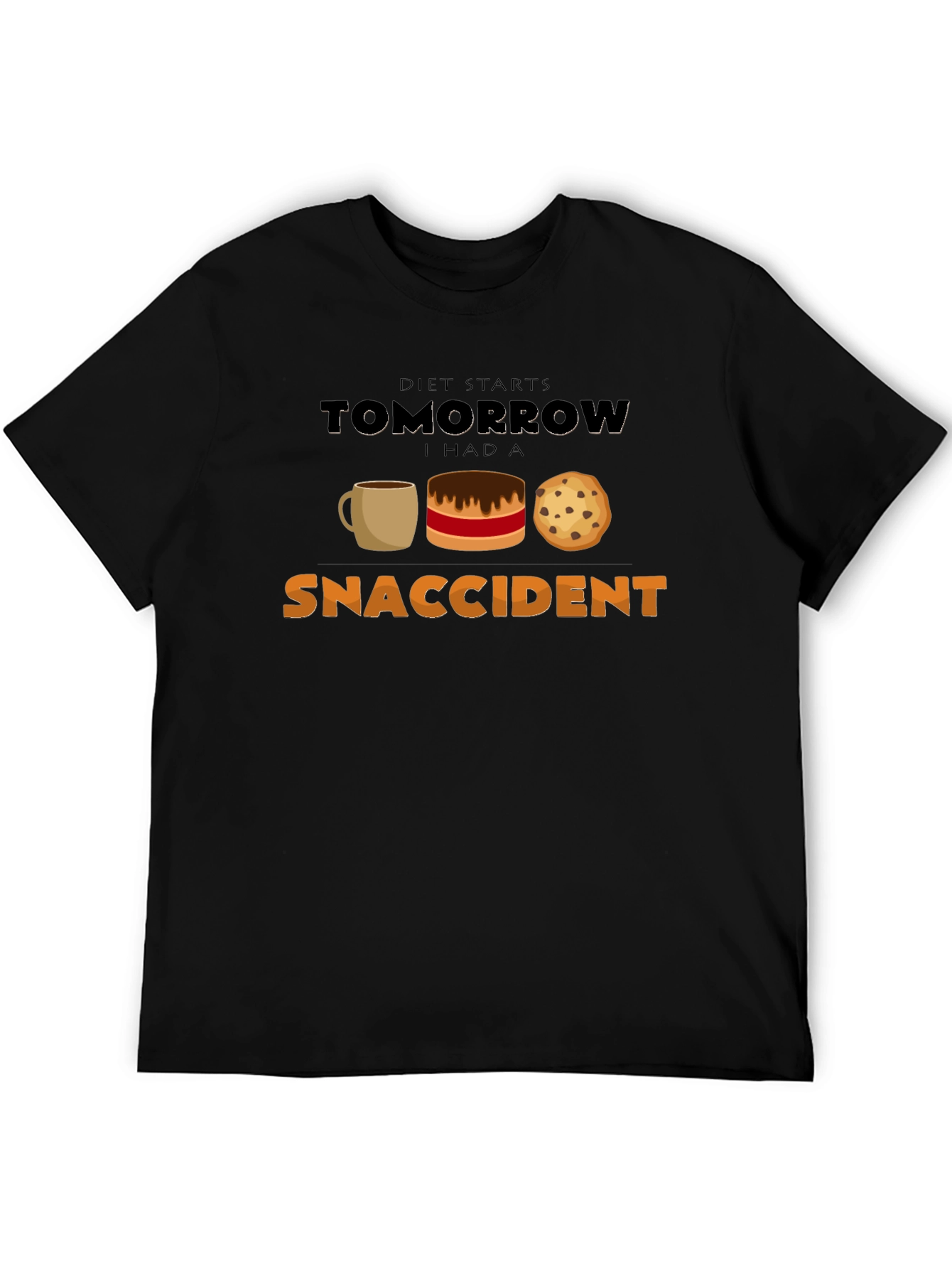 Snaccident Black T-Shirt - Diet Starts Tomorrow