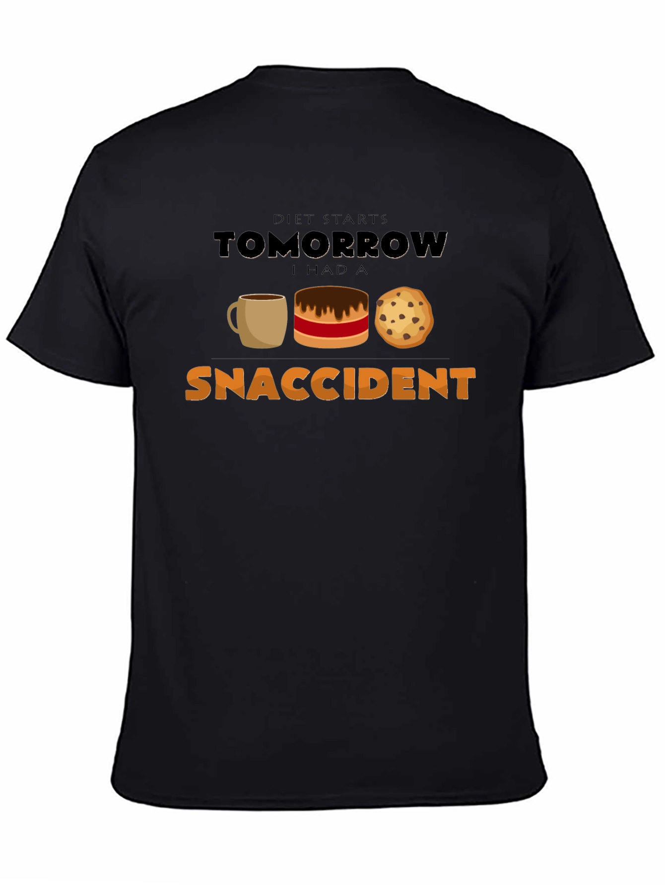 Snaccident Black T-Shirt - Diet Starts Tomorrow