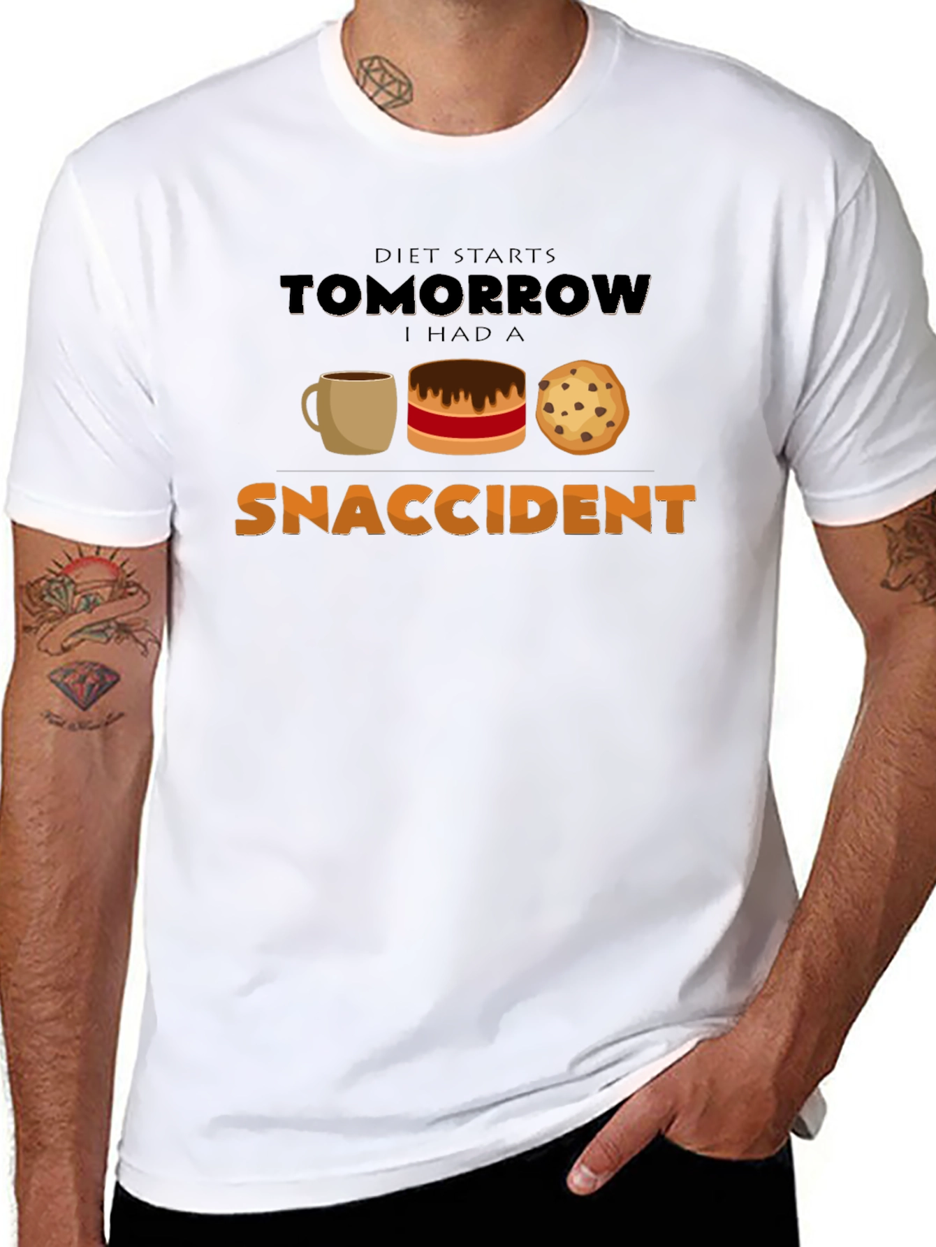 Snaccident Black T-Shirt - Diet Starts Tomorrow