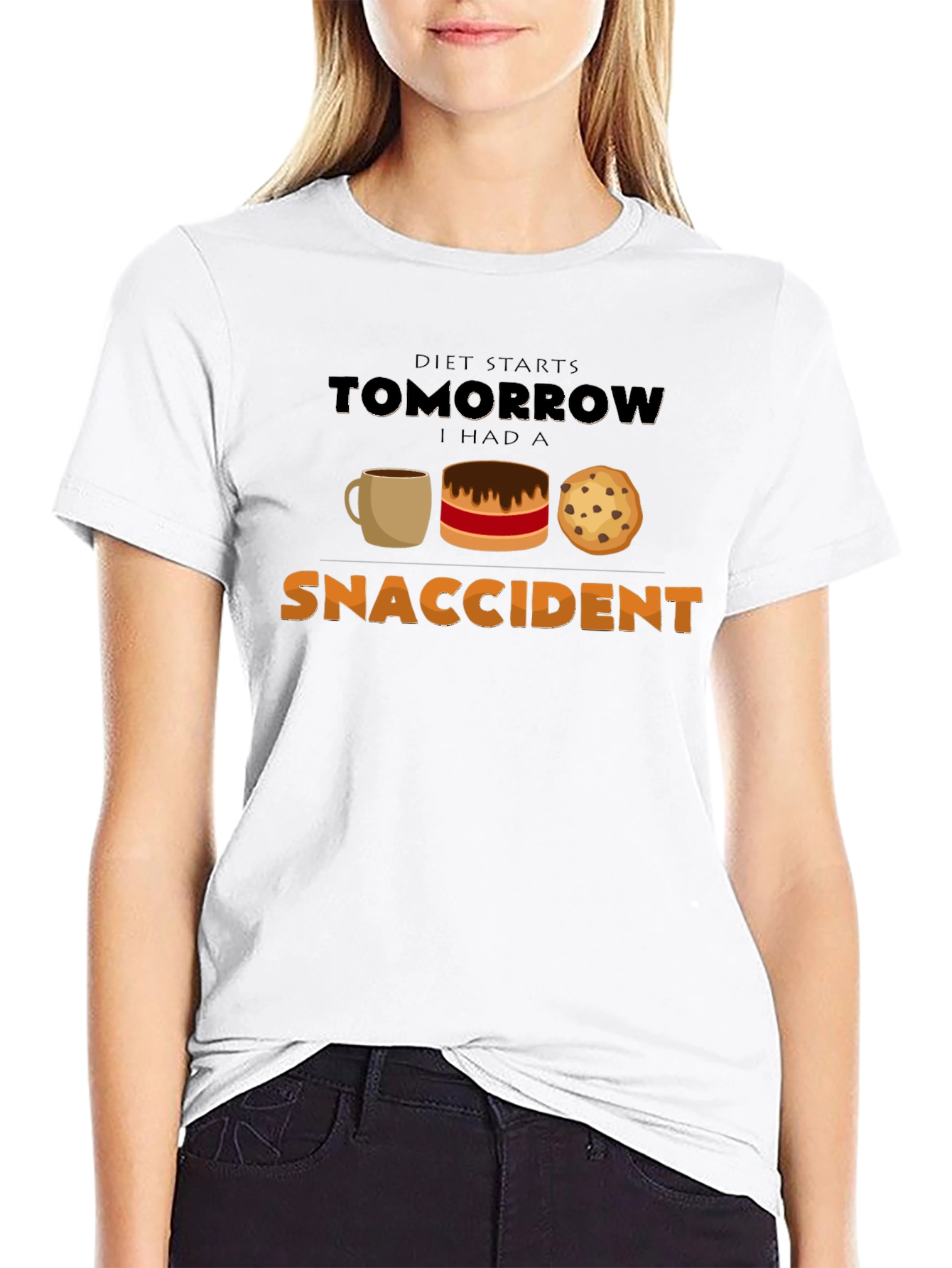 Snaccident Black T-Shirt - Diet Starts Tomorrow