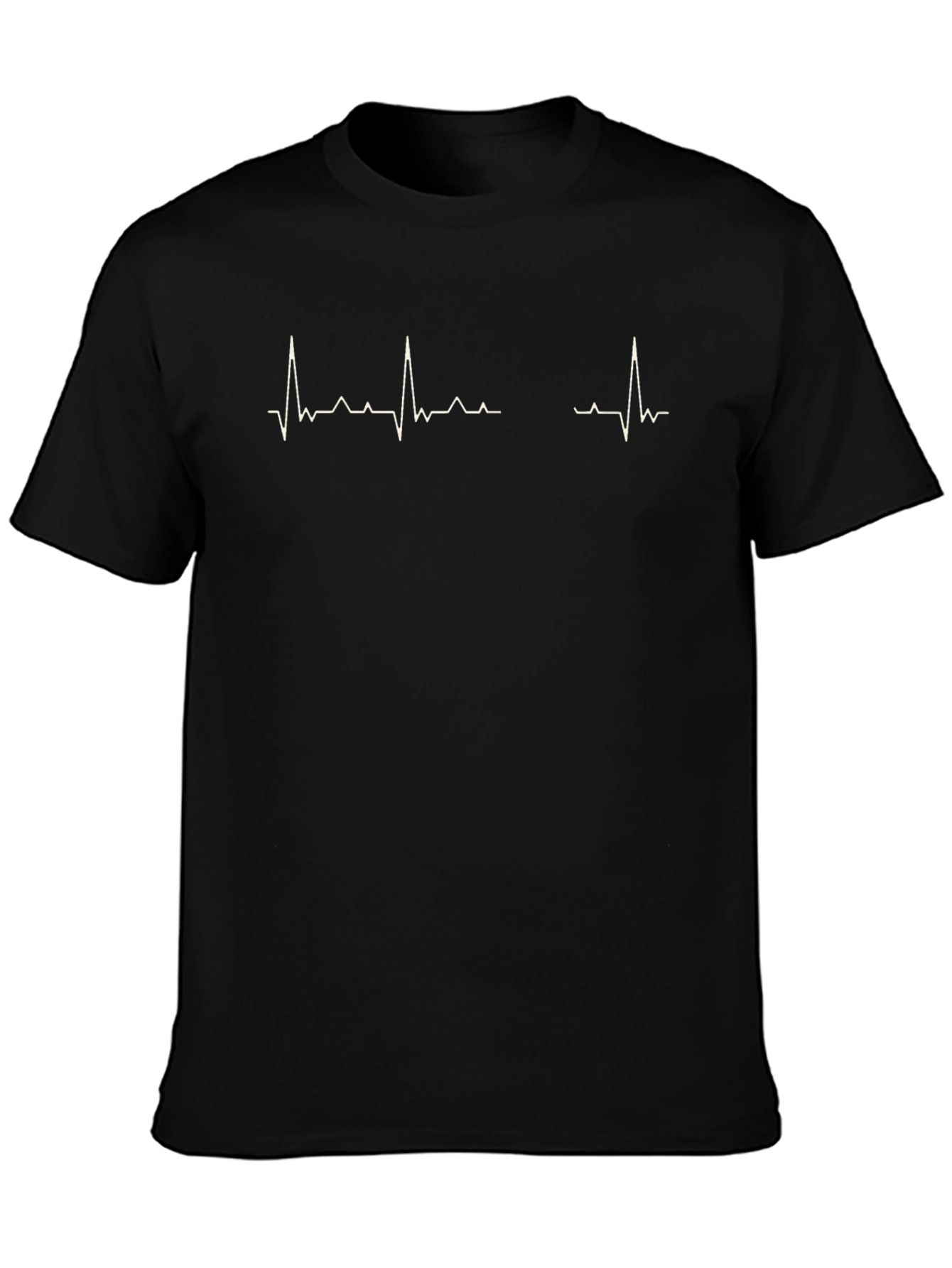 Mens Black T-Shirt with Heartbeat Graphic