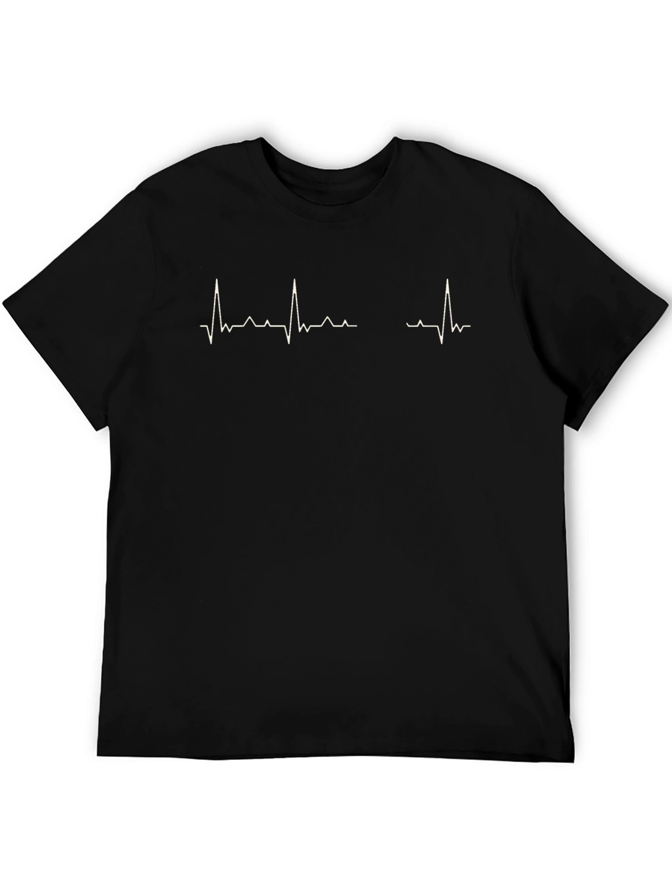 Mens Black T-Shirt with Heartbeat Graphic