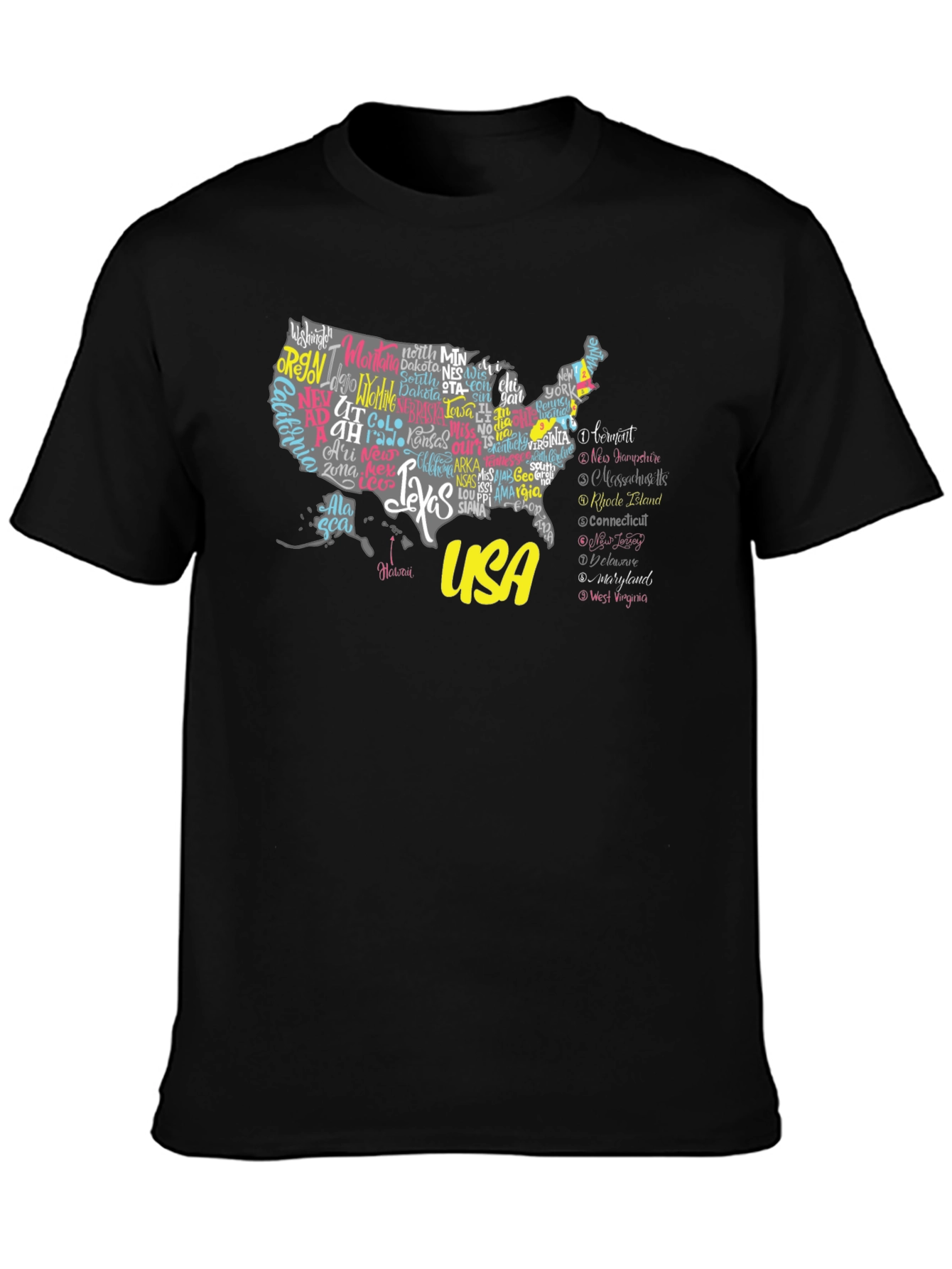 USA States Map Graphic Print Tee - Unisex
