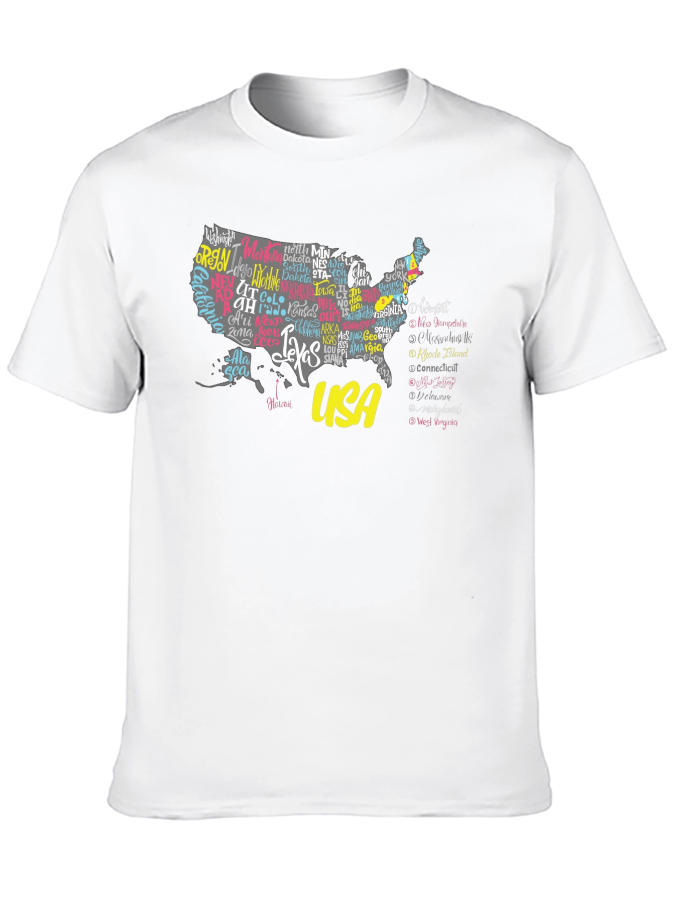 USA States Map Graphic Print Tee - Unisex