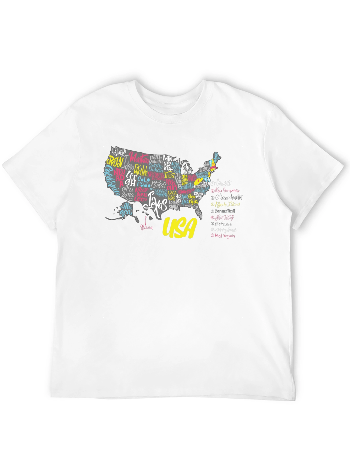 USA States Map Graphic Print Tee - Unisex