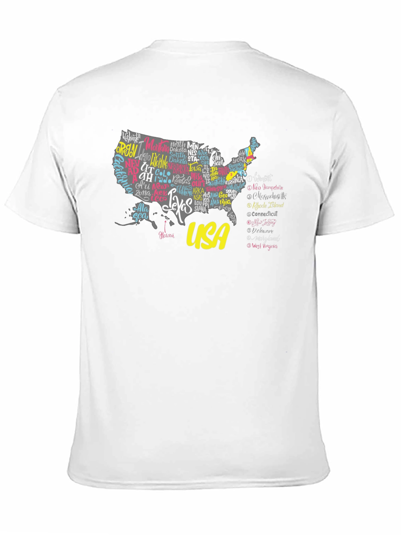 USA States Map Graphic Print Tee - Unisex
