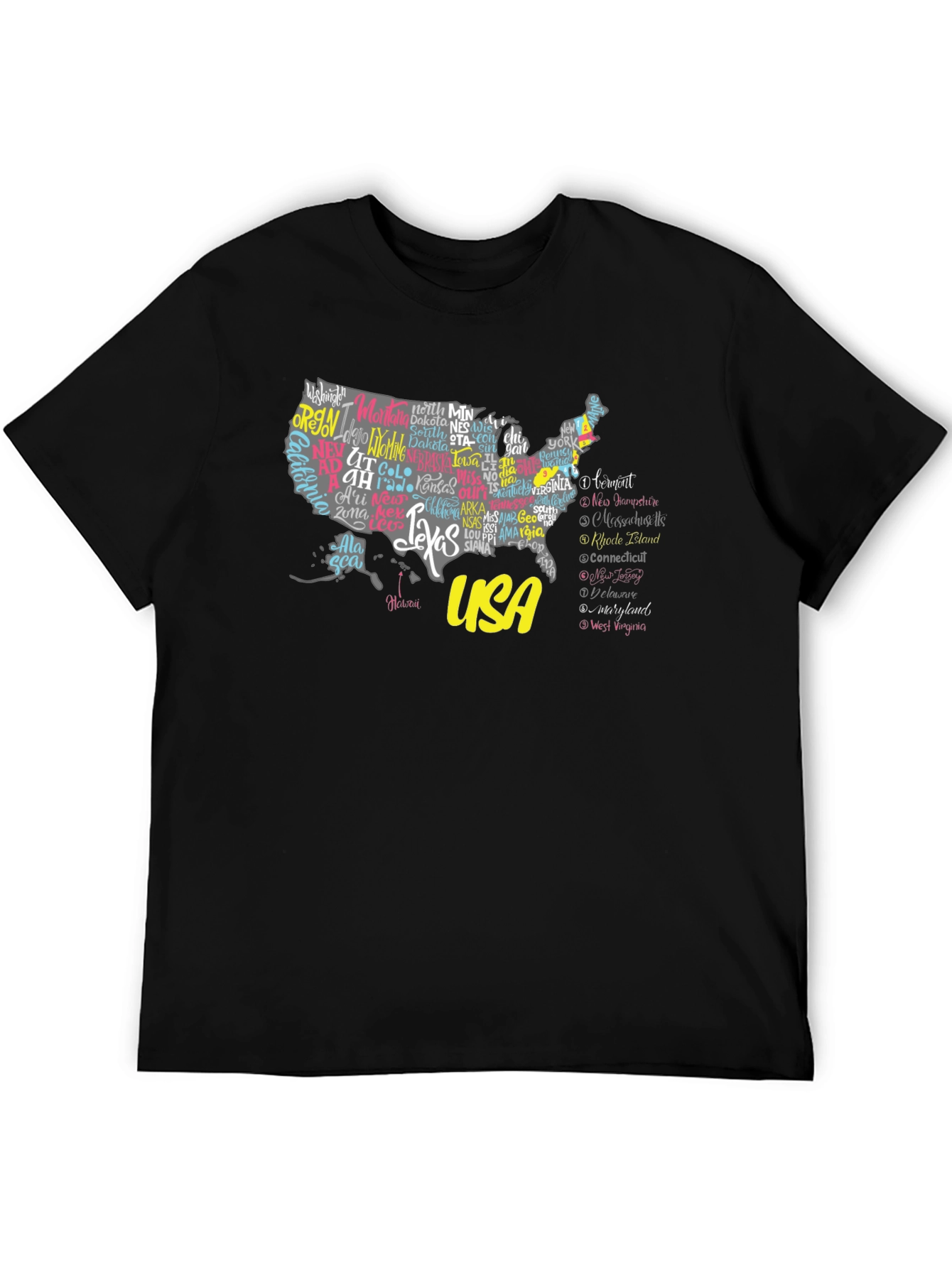 USA States Map Graphic Print Tee - Unisex