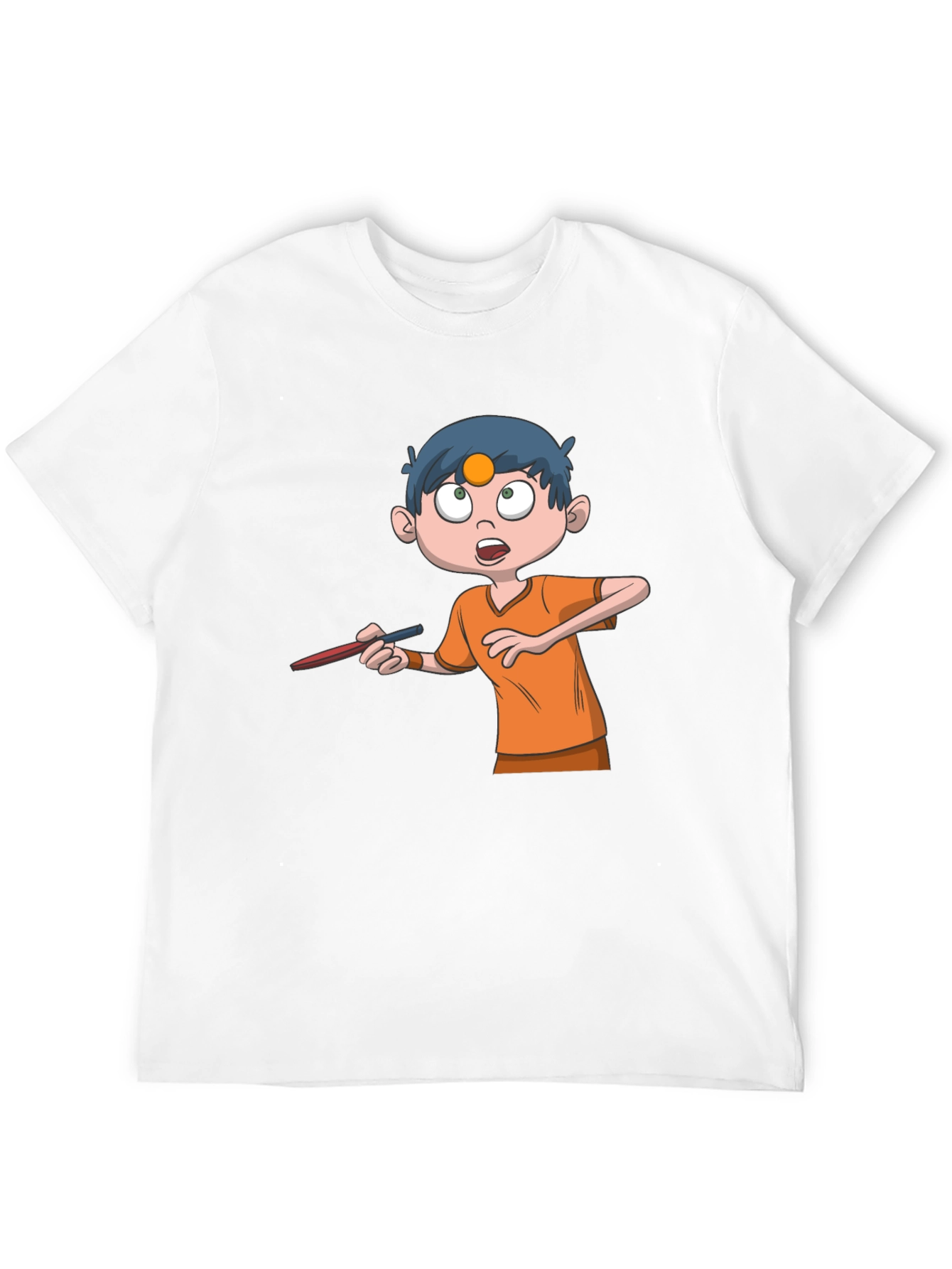 Cartoon Boy Graphic Tee - Black Cotton T-Shirt