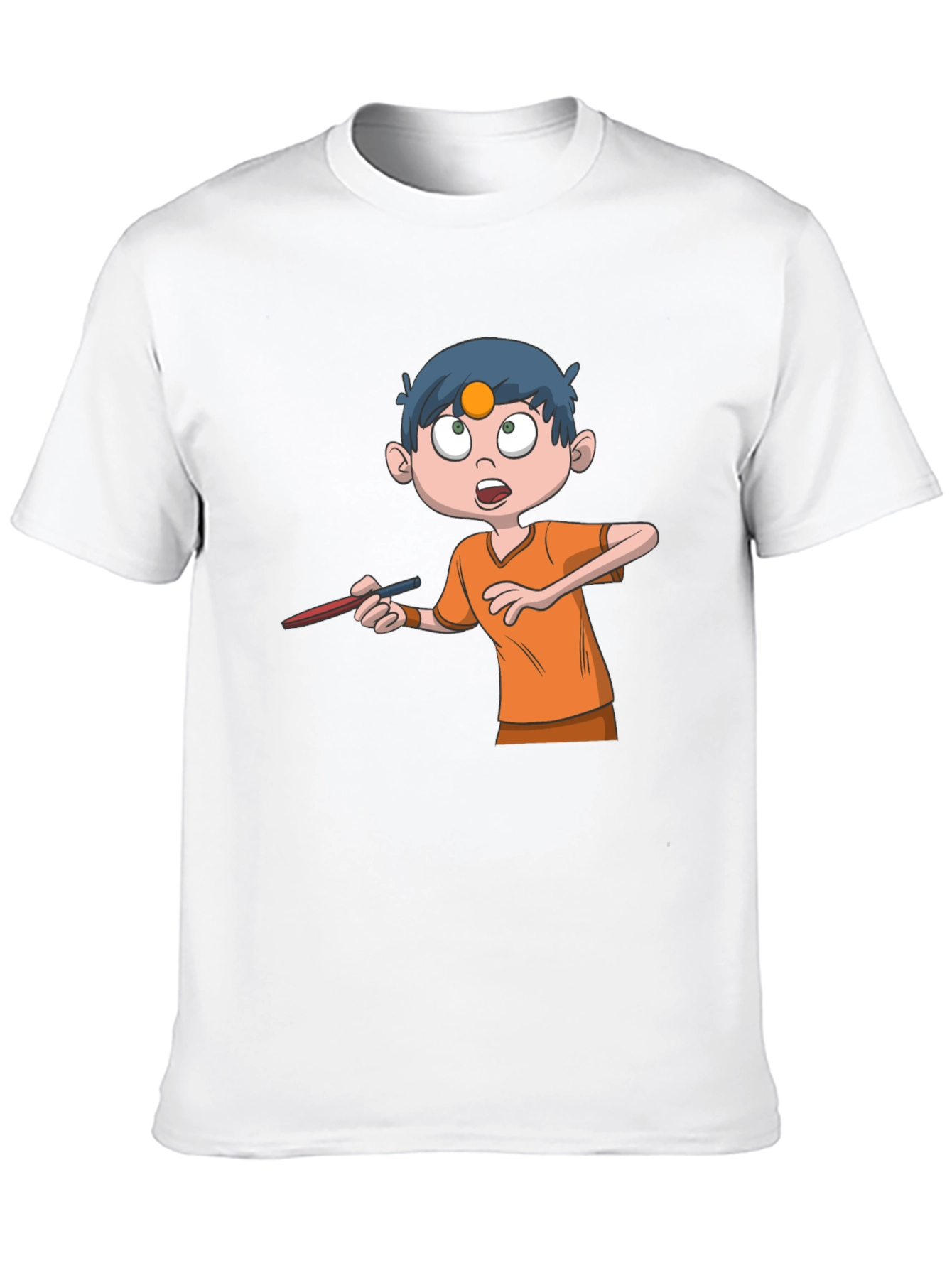 Cartoon Boy Graphic Tee - Black Cotton T-Shirt