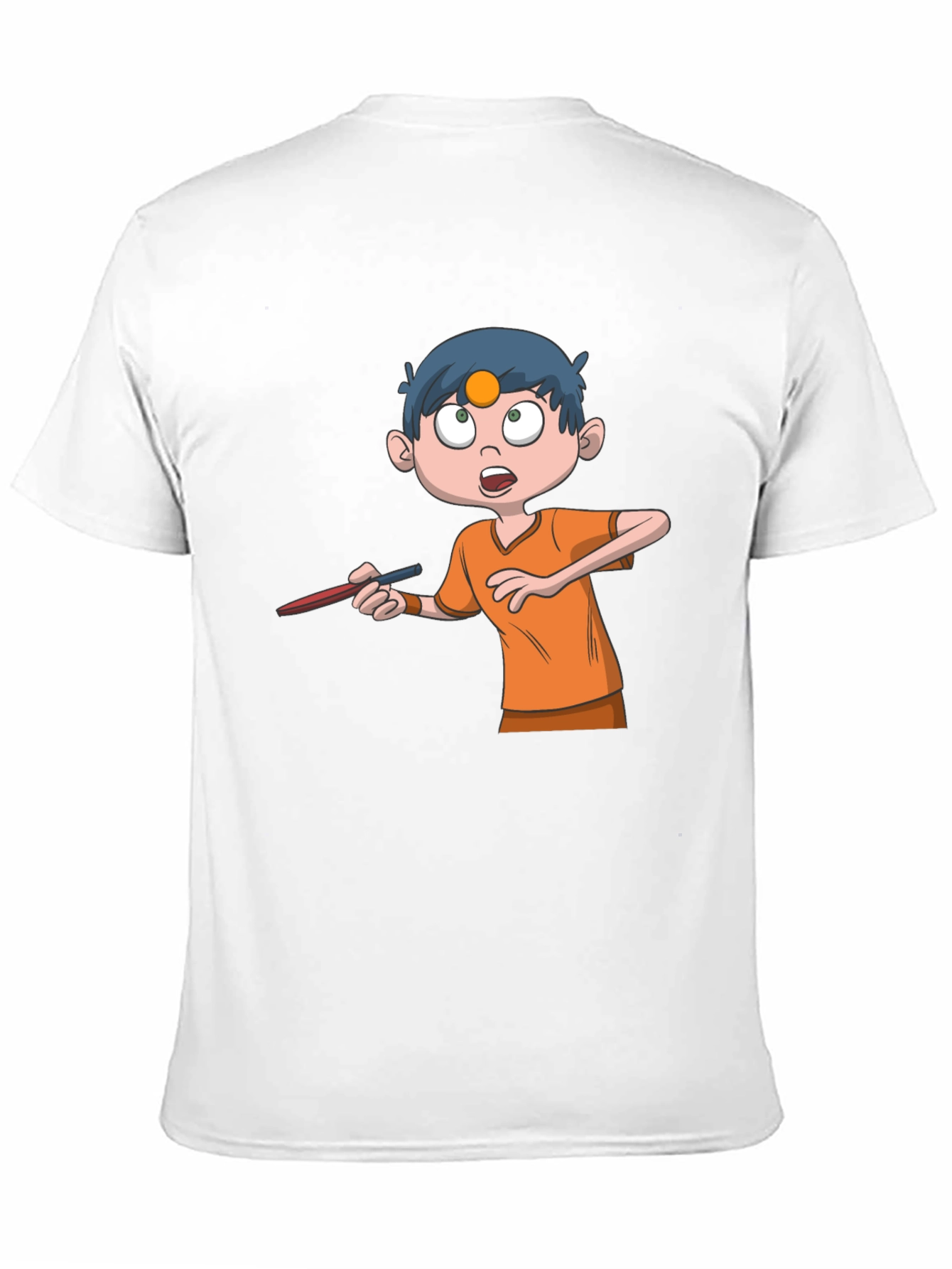 Cartoon Boy Graphic Tee - Black Cotton T-Shirt