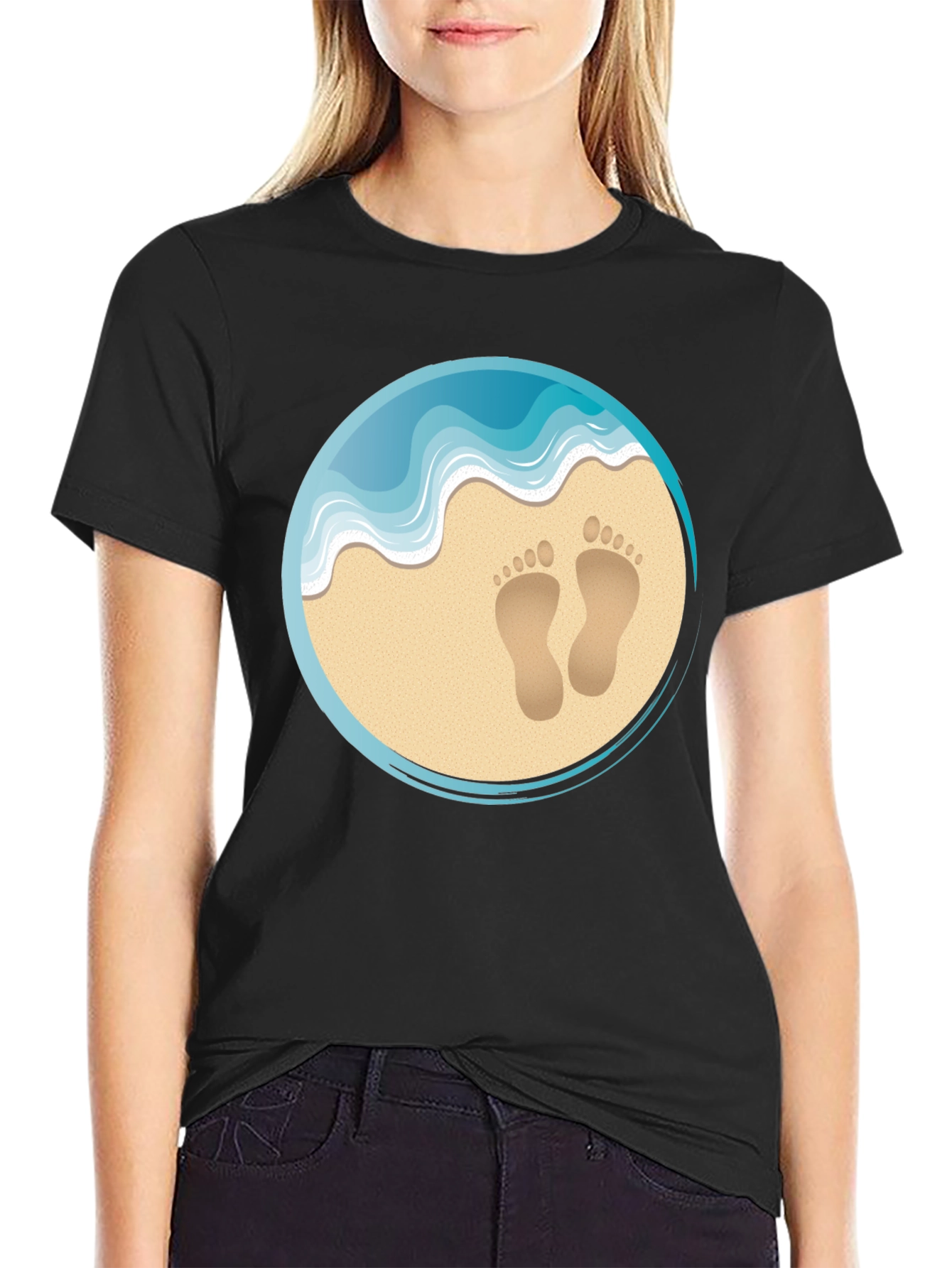 Beach Footprints Graphic T-Shirt