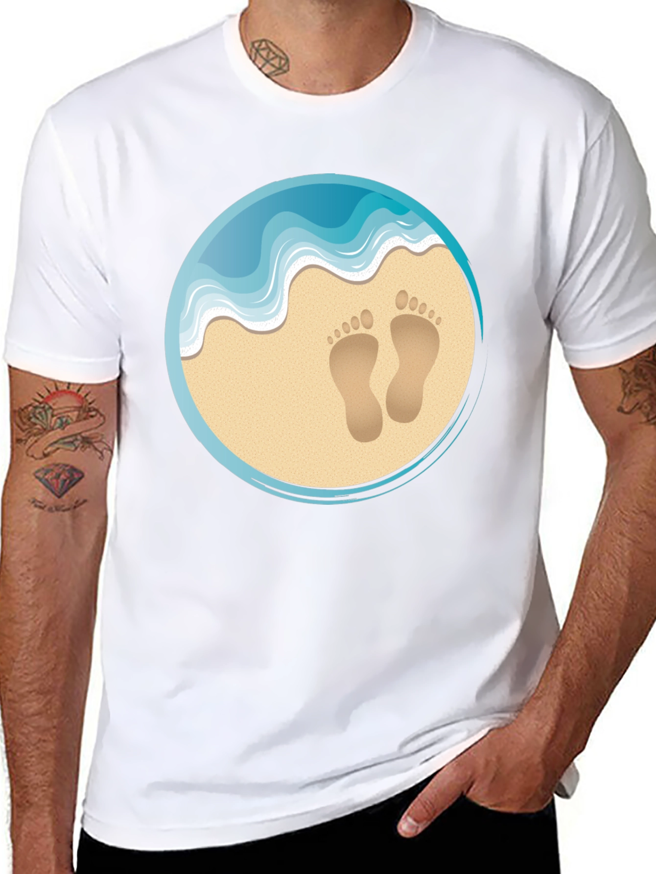 Beach Footprints Graphic T-Shirt