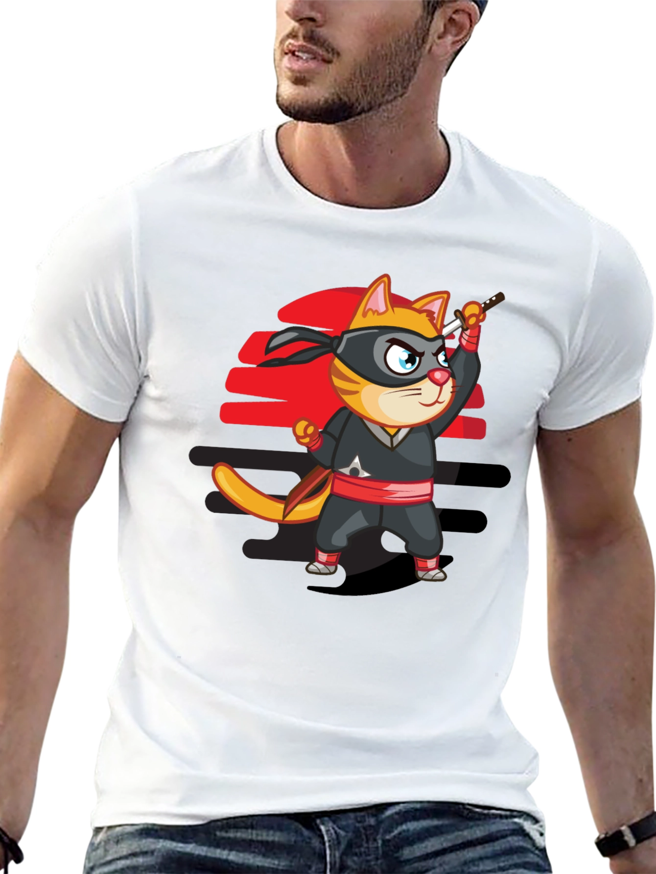 Ninja Cat T-Shirt - Cool Cartoon Graphic Tee