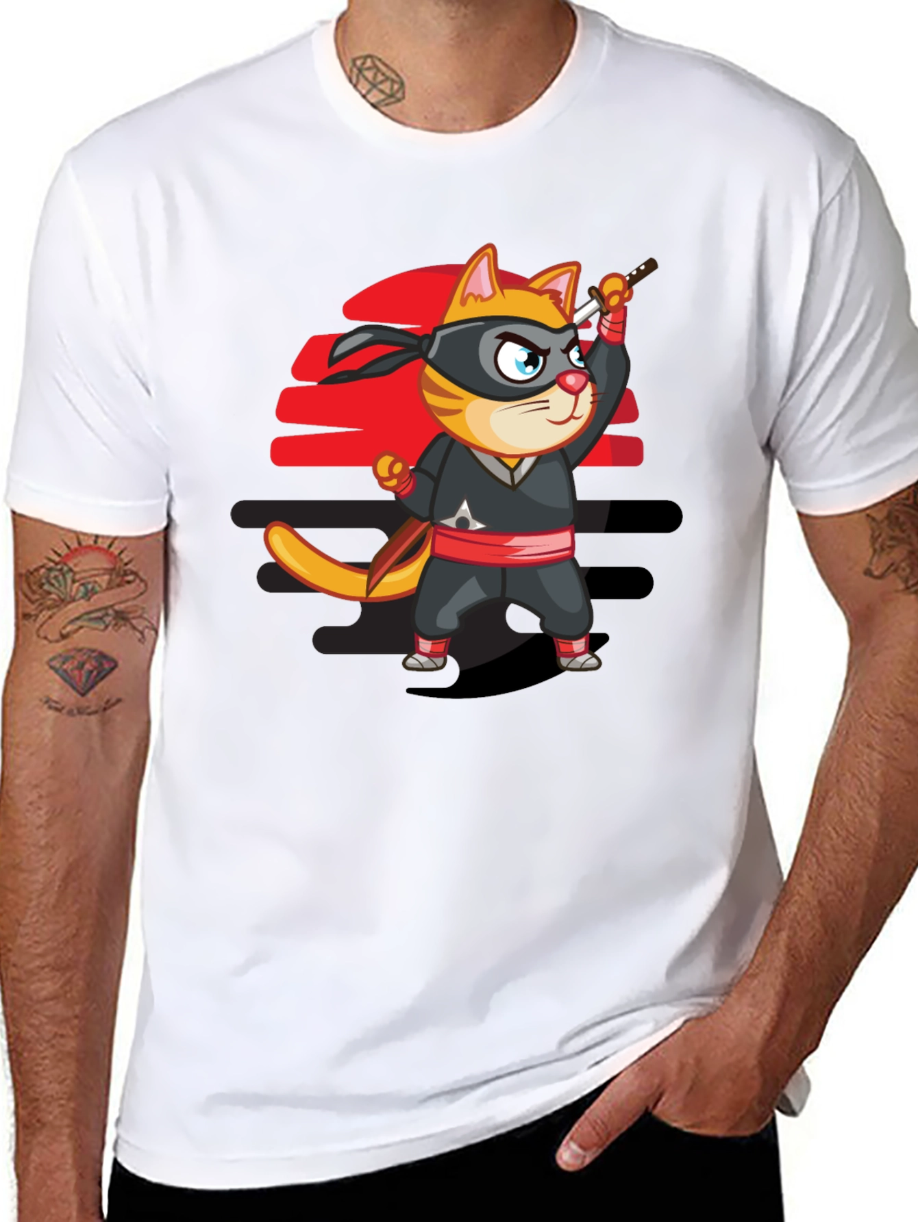 Ninja Cat T-Shirt - Cool Cartoon Graphic Tee