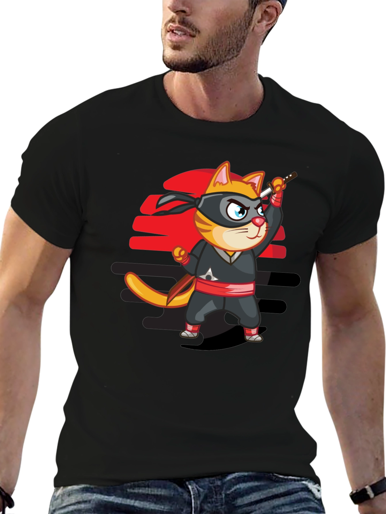 Ninja Cat T-Shirt - Cool Cartoon Graphic Tee