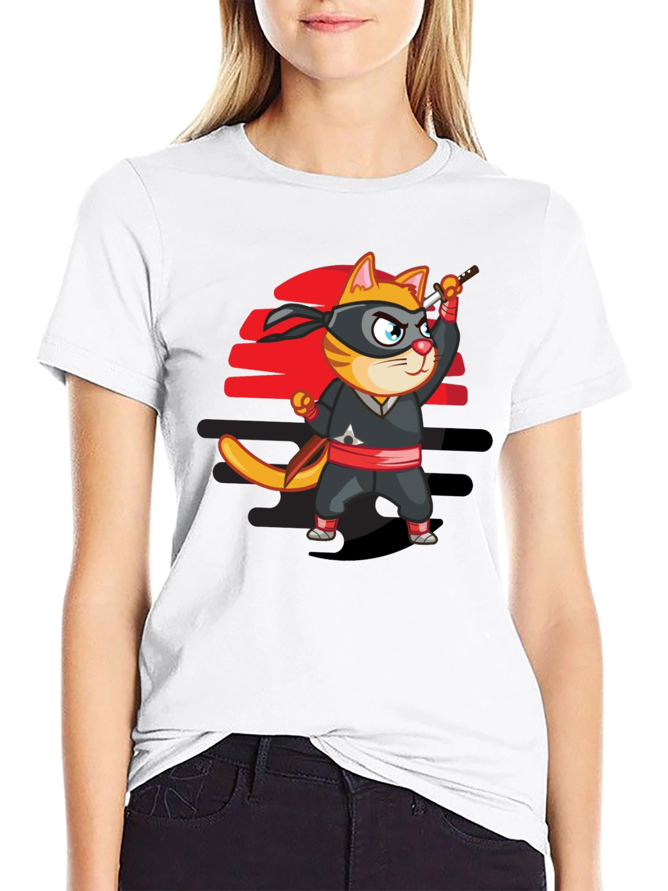 Ninja Cat T-Shirt - Cool Cartoon Graphic Tee