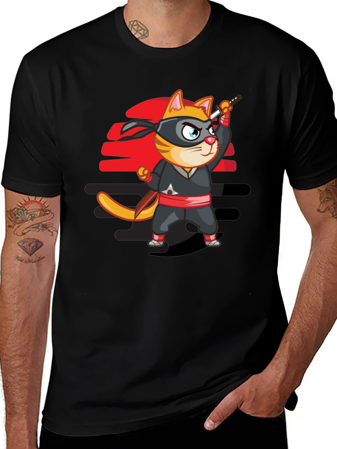 Ninja Cat T-Shirt - Cool Cartoon Graphic Tee